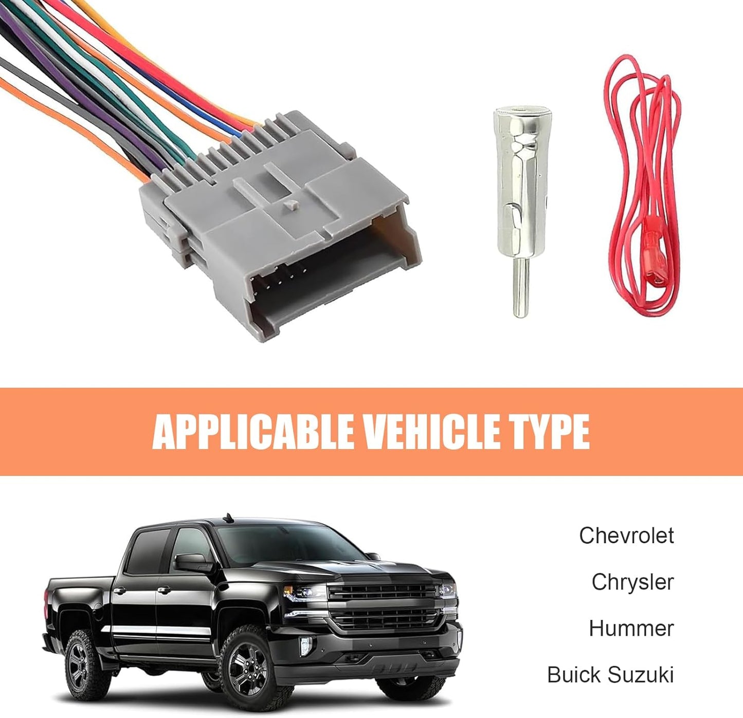 Zikefest 3PCS Hummer Car Radio Wiring Harness Kit, Car Stereo Radio Audio Receiver Wiring Harness Kit, Audio Modified