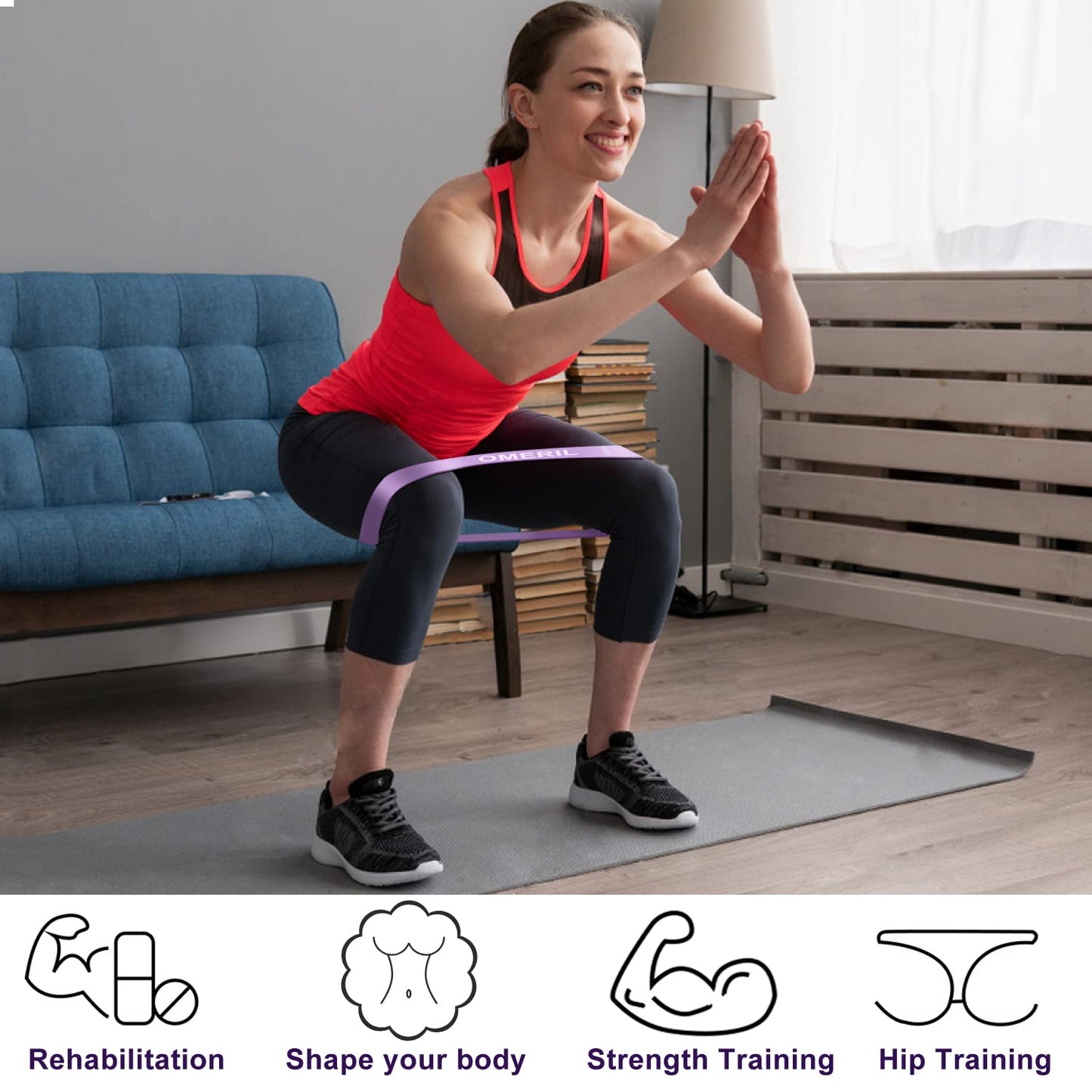 Resistance Bands, 5 Pcs Exercise Bands for Legs Glutes Arms, Skin-Friendly Resistance Fitness Exercise Loop Bands for Gym Home Yoga Pilates with Carry Bag and Instruction Guide
