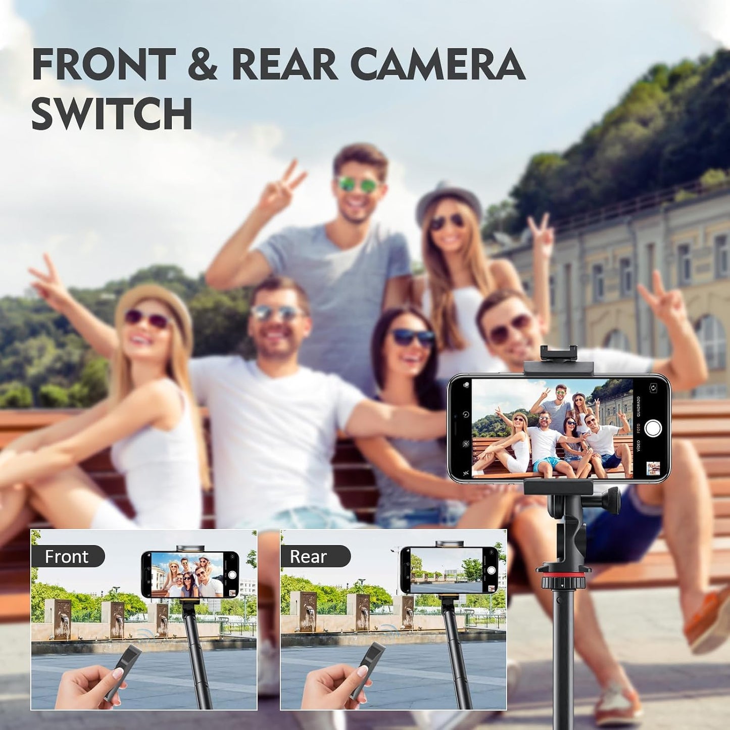 Wireless Camera Remote Control with Zoom in/Out for Android & iPhone,Versatile Shutter with Front/Rear Camera