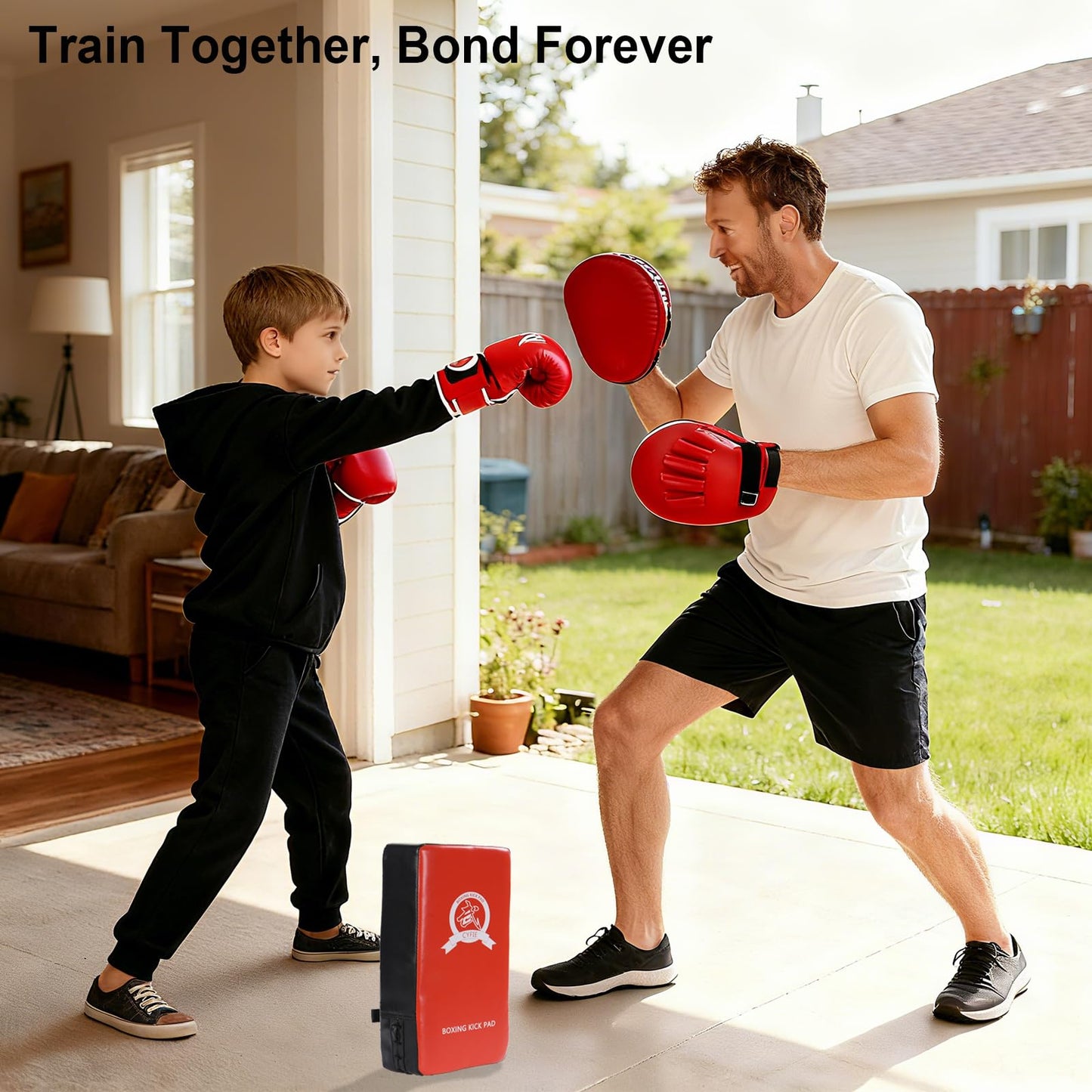 CYFIE Boxing Equipment Kids, Kicking Shields Pads Training Gloves Punching Mitts for Karate, Muay Thai, Taekwondo, Martial Arts Home Gym Workout, Karate Kick Pads for Toddler, Youth, Women (Red)