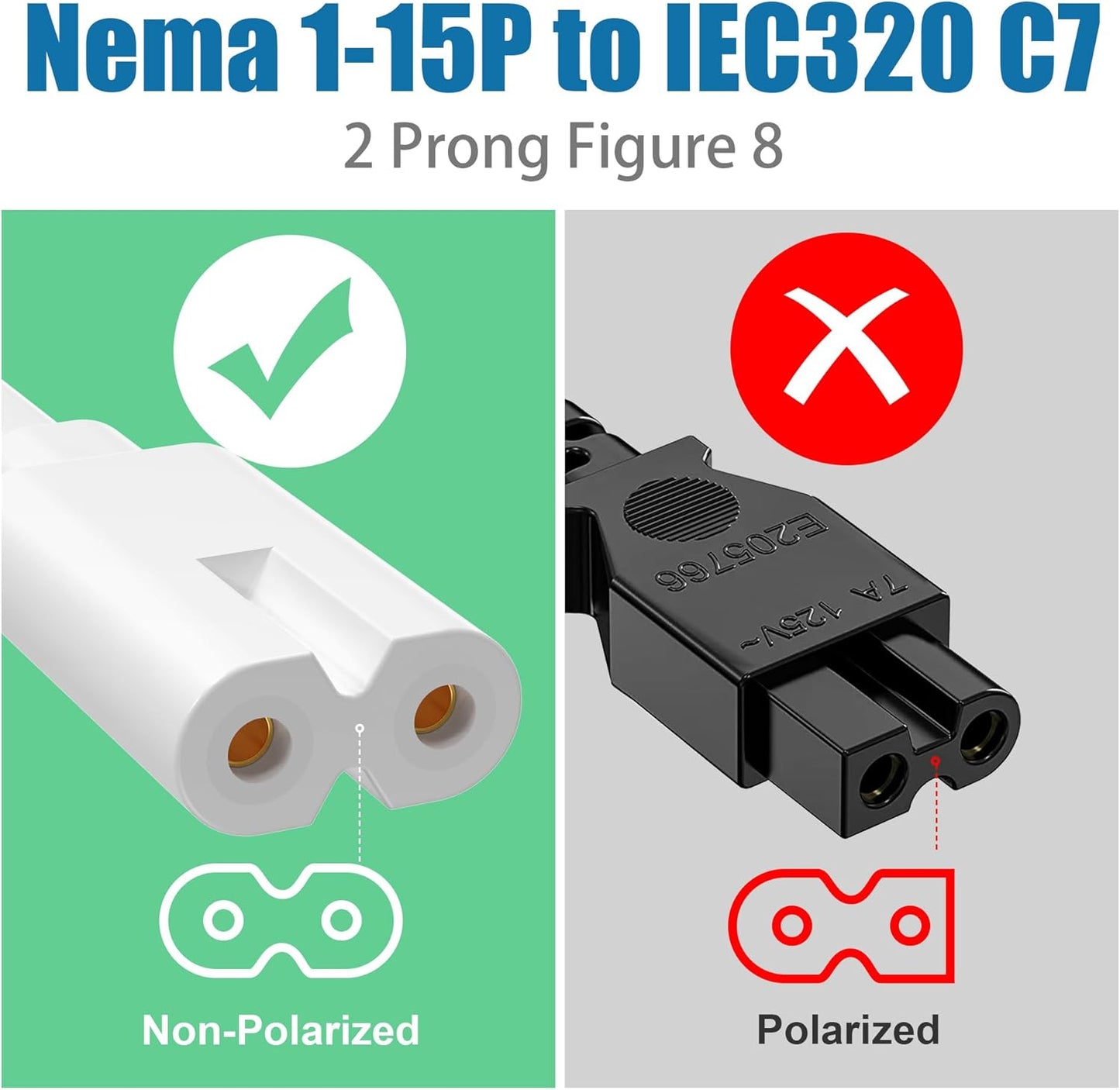 AGVEE 10ft 90 PS5/PS3 2 C7 Degree Power Cord for Sony Slim, Xbox Series S/X, Xbox One S/X, Prong Universal TV Power