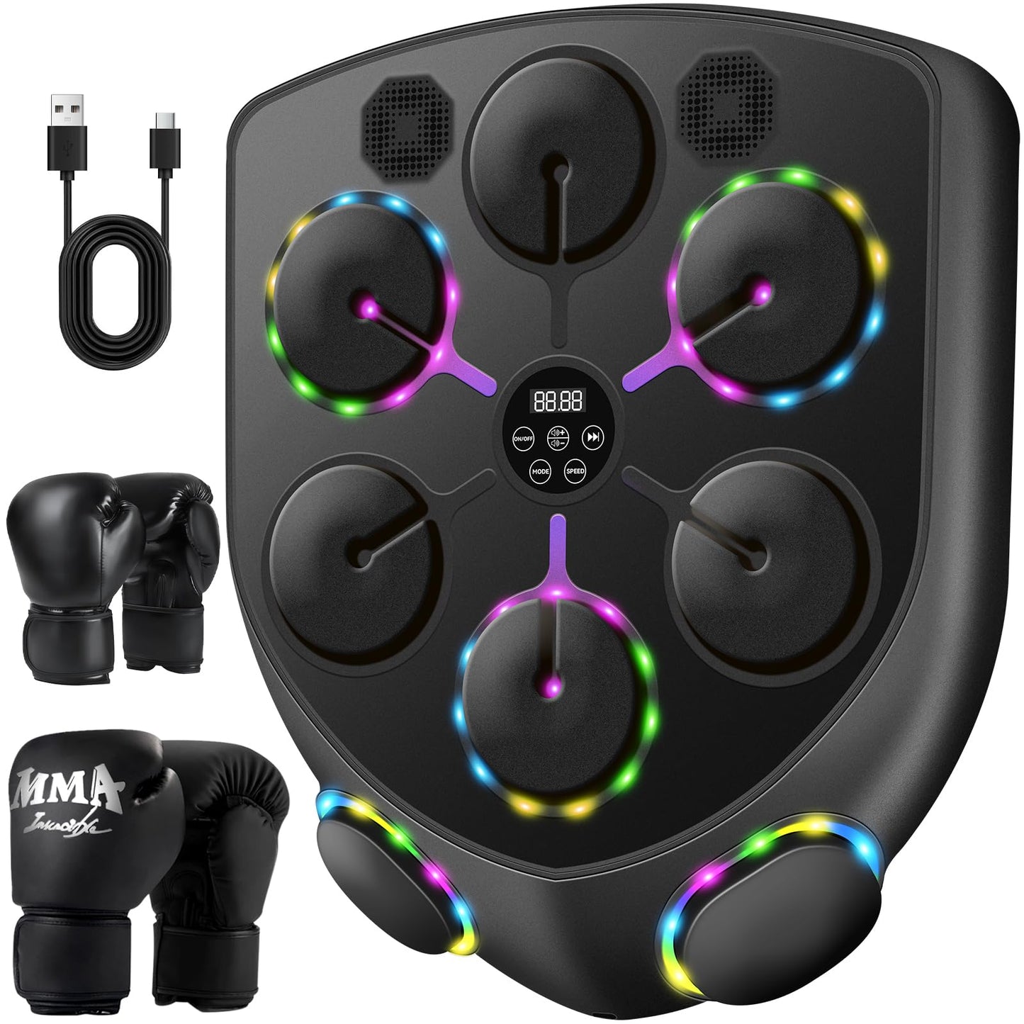 YORWHIN Smart Music Boxing Machine for Adults and Kids, Bluetooth Boxing Equipment with Boxing Gloves, Wall Mounted Electronic Punching Machine for Home Gym Workout Indoor