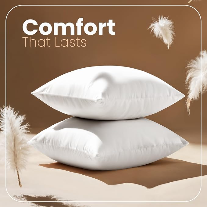 Utopia Bedding 12x12 Pillow Inserts, Set of 2, White – Indoor Decorative Throw Pillows for Bed, Sofa & Couch – Soft, Supportive & Fluffy Cushion Inserts