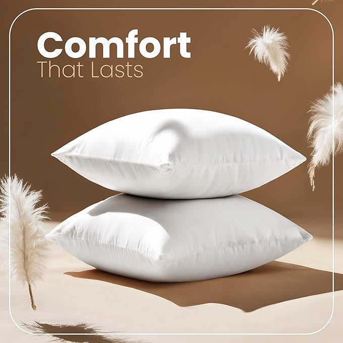 Utopia Bedding 26x26 Pillow Inserts, Set of 2, White – Indoor Decorative Throw Pillows for Bed, Sofa & Couch – Soft, Supportive & Fluffy Cushion Inserts