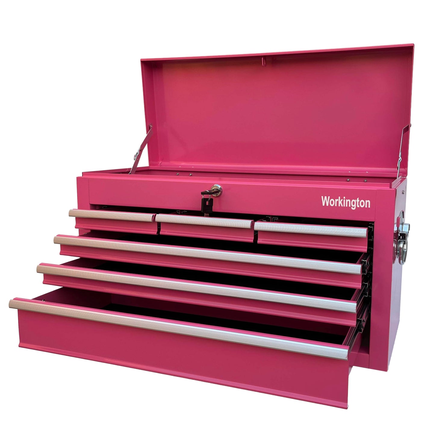 Workington Portable Metal Tool Chest with 6 Drawers, 24" 6-Drawer Tool Chest Cabinet with Ball Bearing Drawer Slides, Steel Tool Storage Box Organizer 4005 Pink