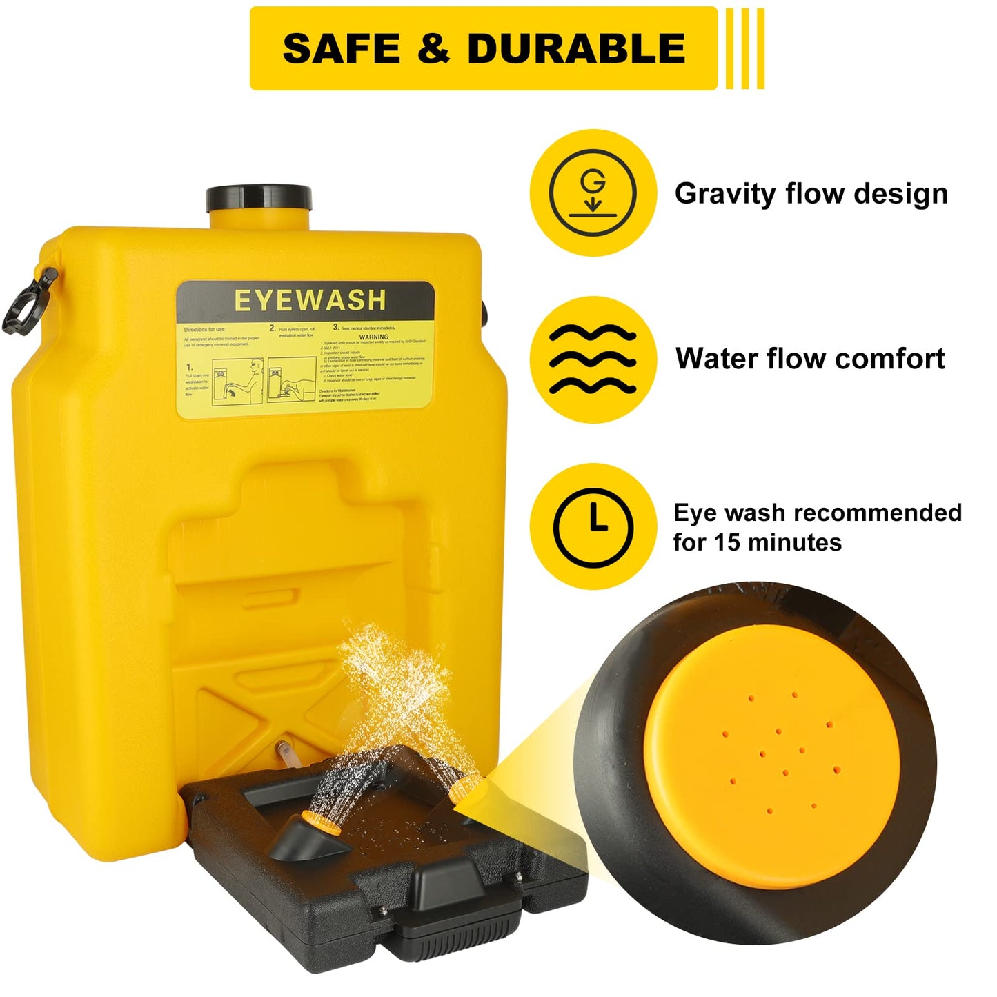 Portable Eyewash-Station Emergency OSHA-Approved Yeipower - Wall Mounted Eye Wash First Aid 14 Gallon Eye Irrigation Equipment