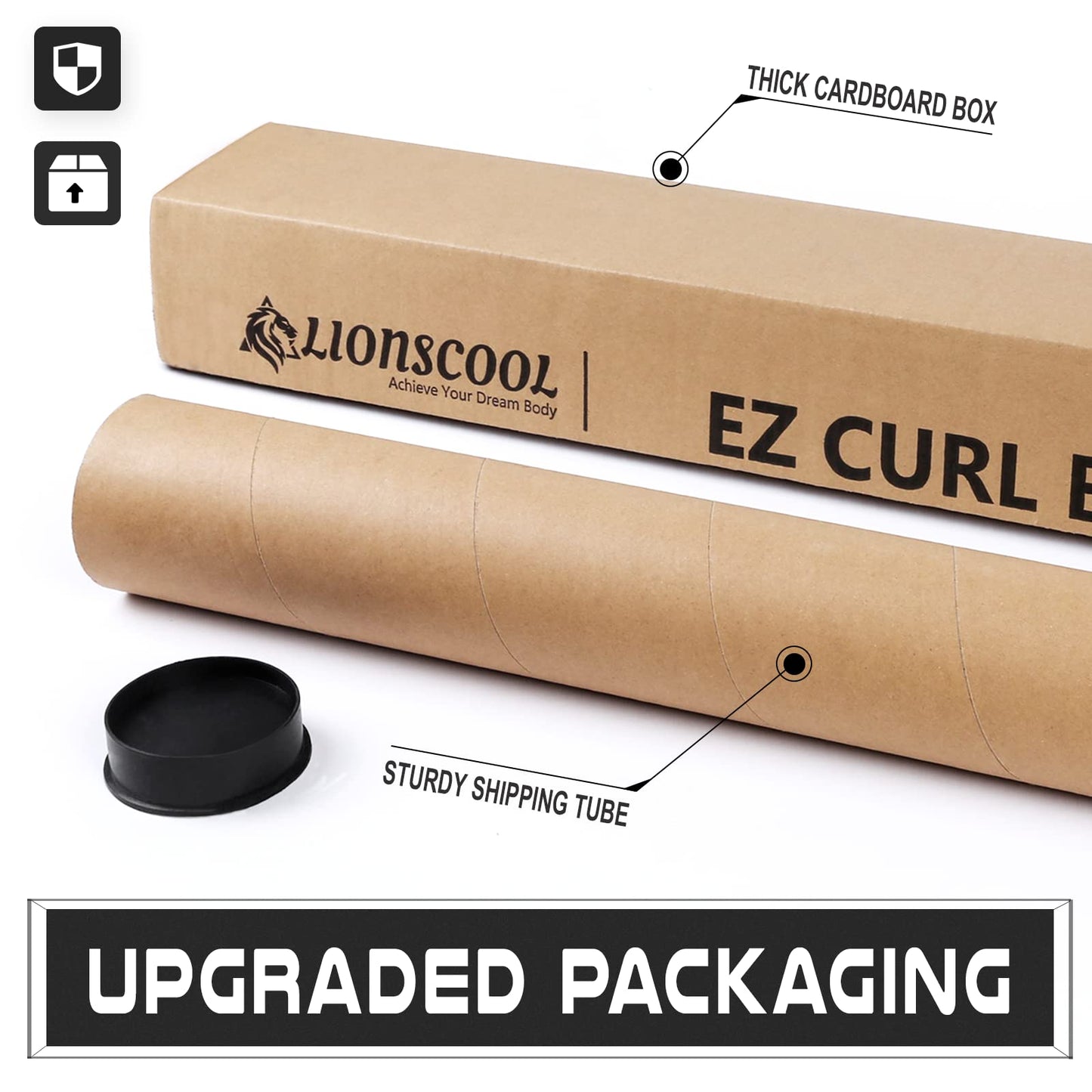 LIONSCOOL 28mm Grip EZ Curl Bar (Black)