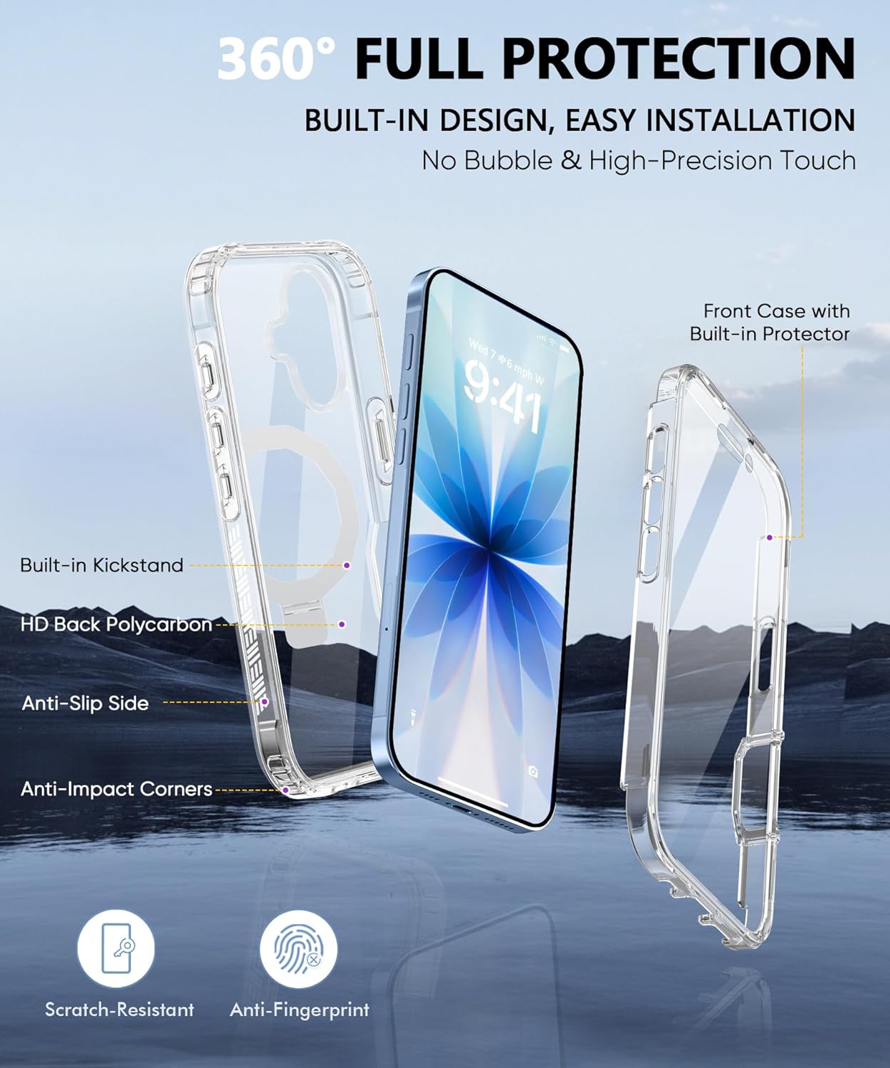 BANLEA 17 Seamless 17 6.3" Compatible with iPhone Case, Built-in Screen Protector & Stand, [Military-Grade Protection]