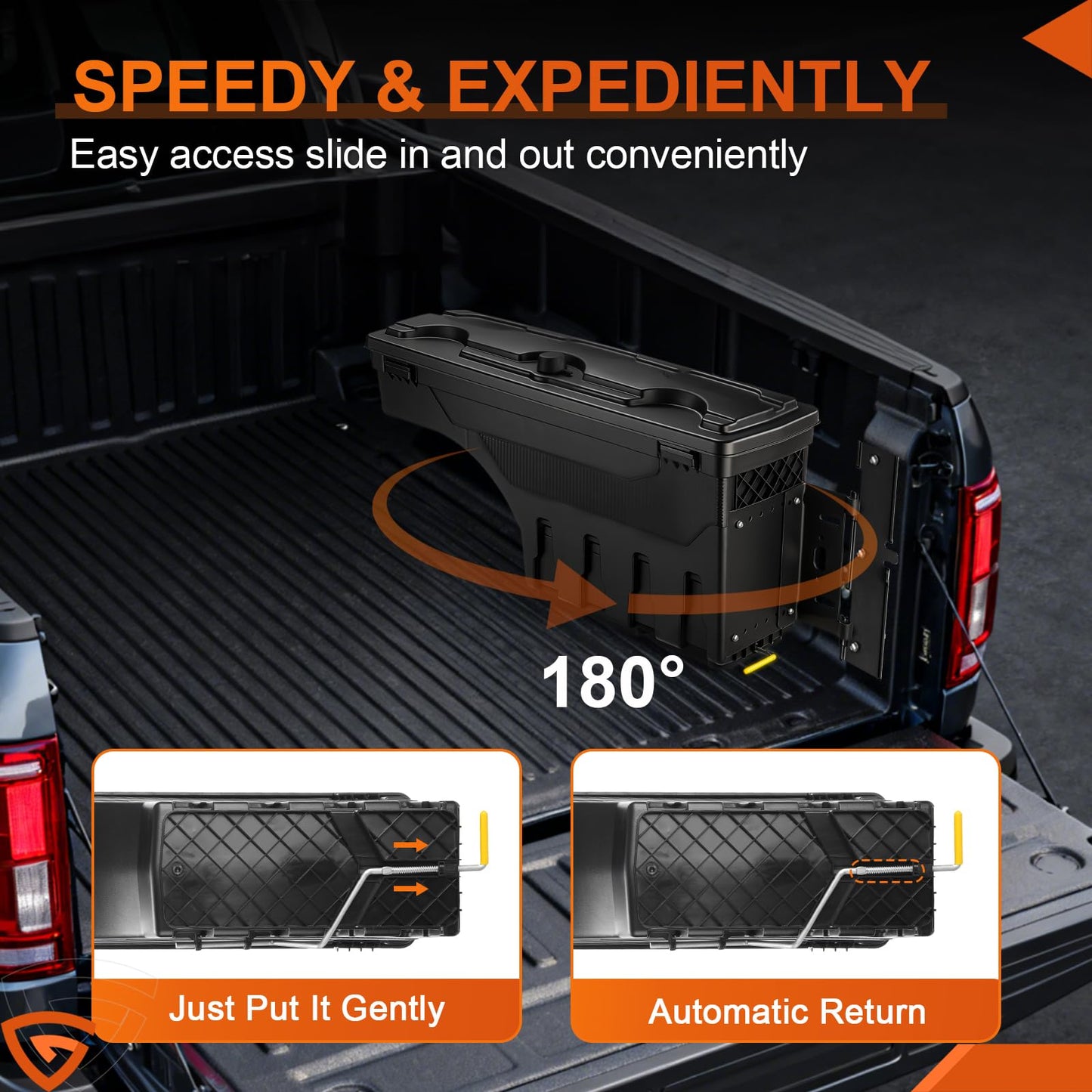 GEARLAST Truck Bed Storage Box With Password Lock Fit for Ford F-150 2015-2025, Passenger Side,30L, Black