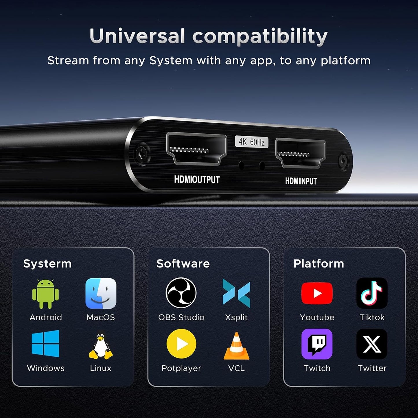 XIIXMASK 3.0 4K 1080P 60FPS/2K 30FPS PS5/Camera/PC Video Capture Card, USB Capture Card HDMI Loop-Out, Video Game