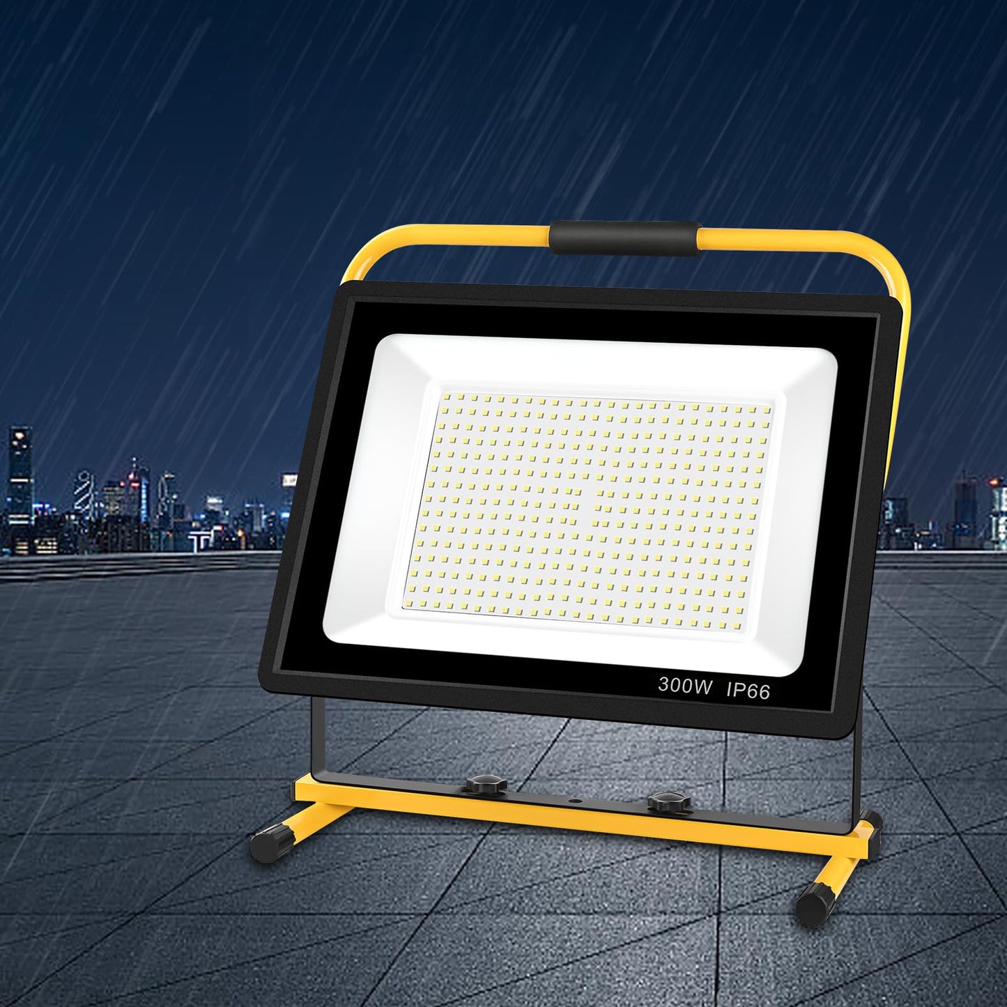 Gopretty 300W LED Work Light, 30000LM Super Bright Flood Light, IP66 Waterproof, 16ft/5m Cord with Plug & Switch, 6500K, Adjustable for Workshop, Garage, Construction Site