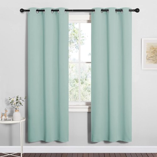 NICETOWN Blackout Curtain Panels - Thermal Insulated Draperies | Aqua, One Pair, 34x72 Inches