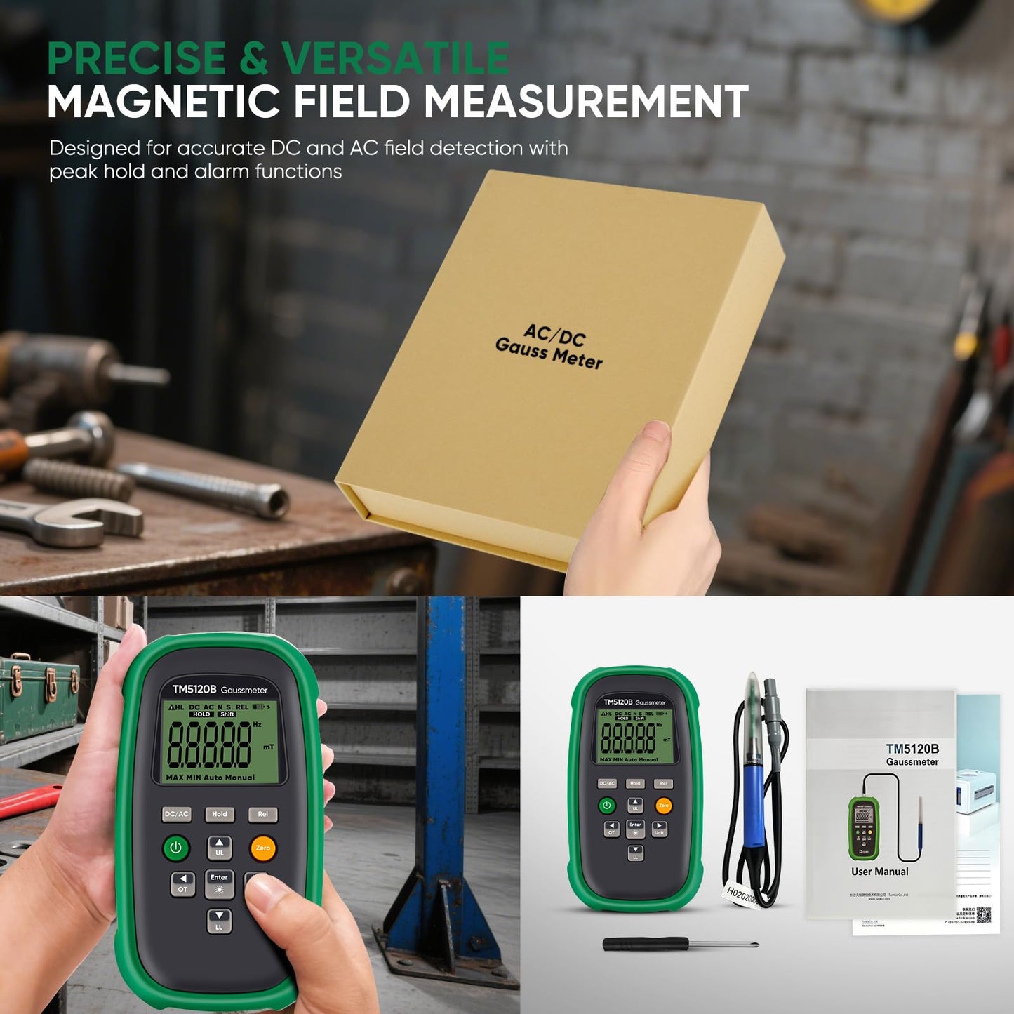 GOYOJO Digital Gauss Meter (3000mT/30000Gs), AC/DC Tesla Meter with Probe, ±2% Accuracy Magnetic Field Tester for Magnets, Motors, Speakers & Industrial APPL