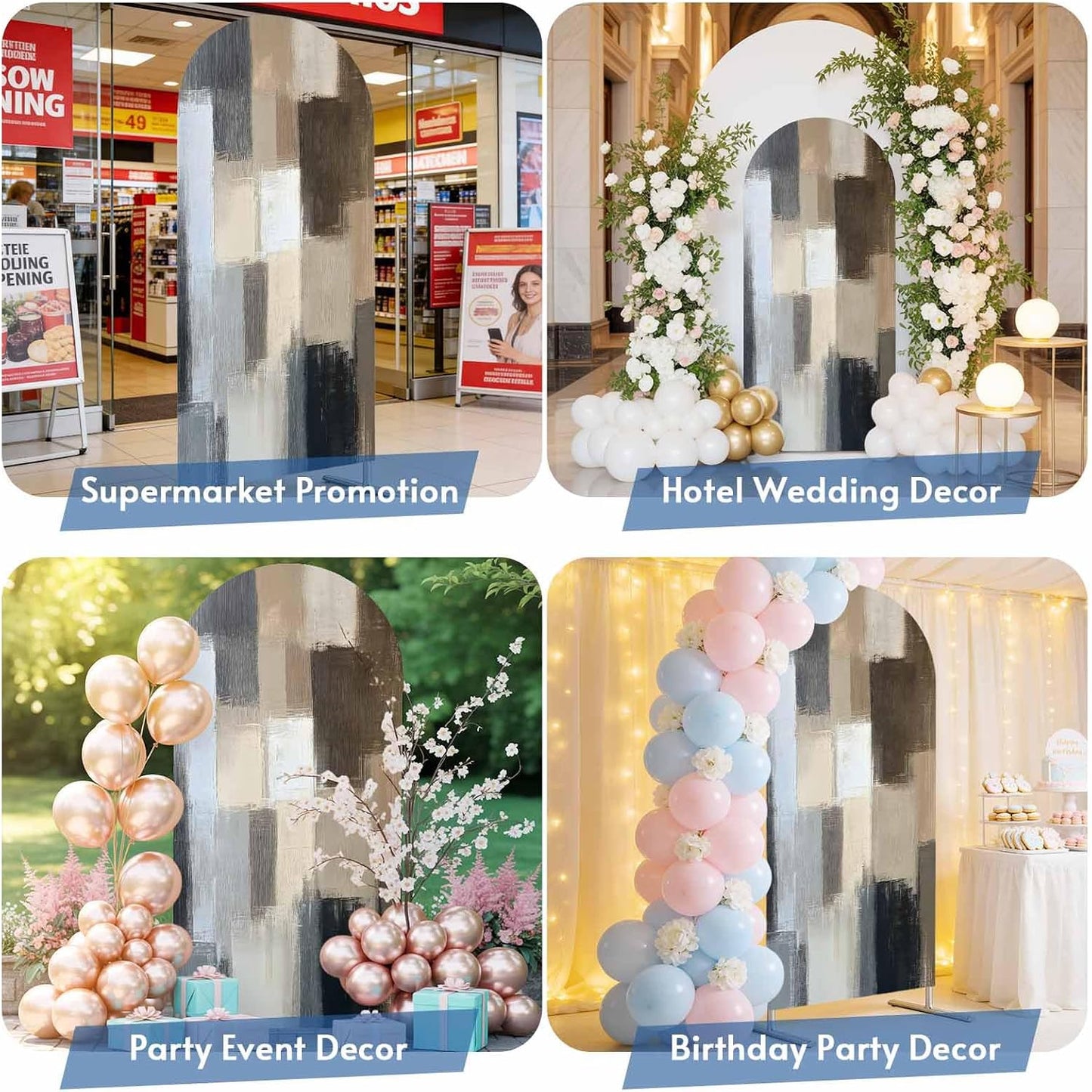 Jnbasdffb 7.2 Modern Grey Brown Wedding Arch Cover,Stretchy Spandex Arch Backdrop Stand Covers FT,Abstract Oil Painting