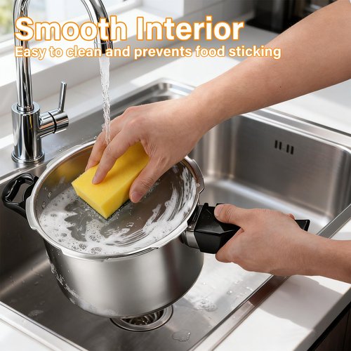 DOITOOL 4.2 Quart Aluminum Pressure Cooker Stovetop Fast Cooking Pot Pressure Canner Compatible for Induction Cookers and Gas Stoves, Silver (4L)