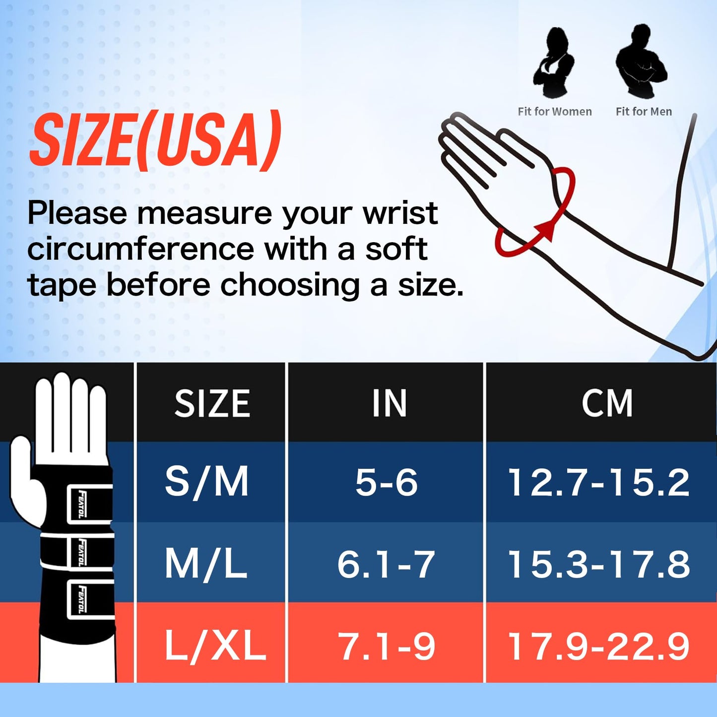 FEATOL Carpal Tunnel Wrist Brace Night Support, Thumb Spica Splint Right Hand for De Quervains Tenosynovitis, Tendonitis, Thumb Brace for Women Men, Black Blue, Large/XLarge