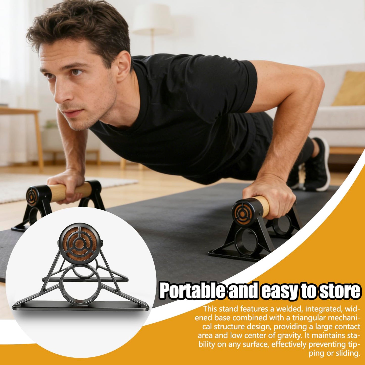 ZoeZure Solid Wooden Parallettes Bars, Anti-Slip Calisthenics Handstand Bars with Sturdy Metal Brackets, 800 LBS Weight Capacity for Fitness & Floor Workouts