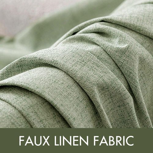 MIULEE 90-Inch Linen Texture Curtains - 100% Blackout Thermal Insulated Sage Green | Room Darkening Draperies (2 Panels)