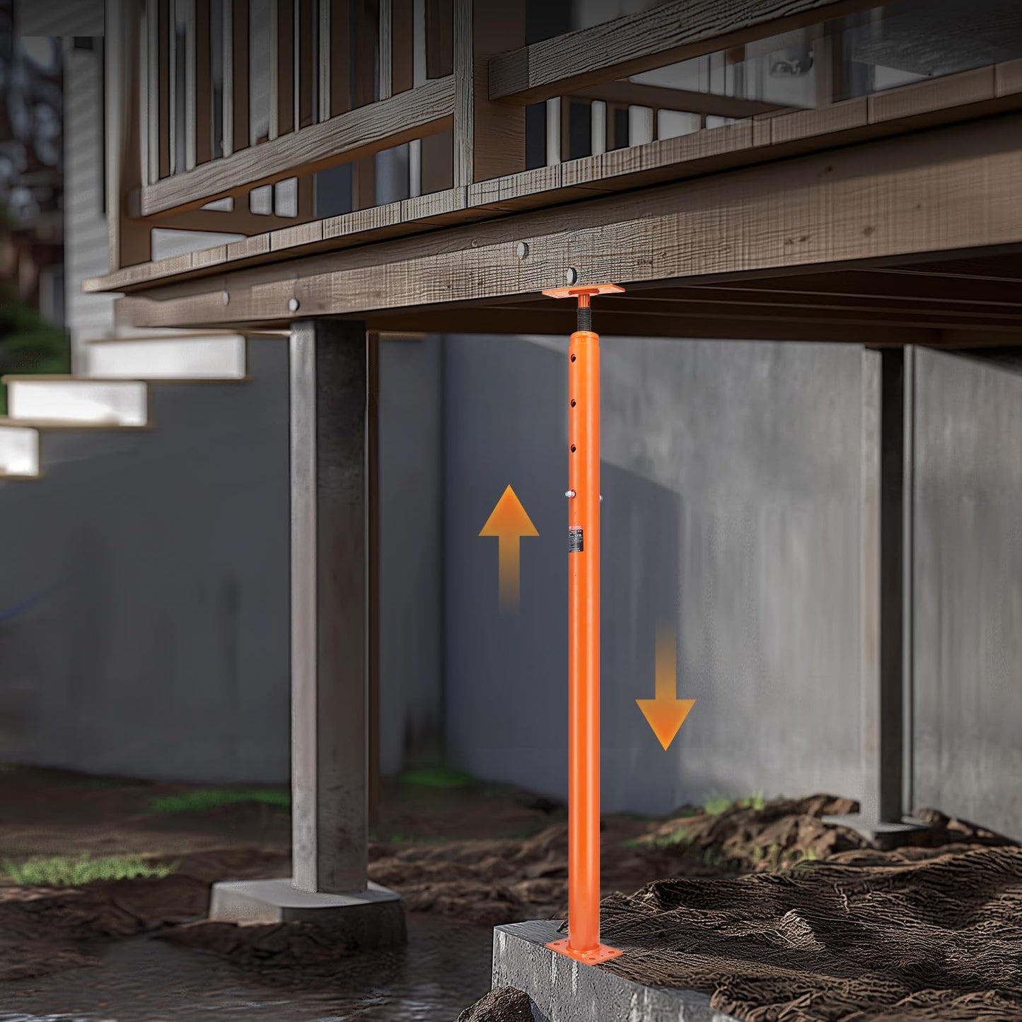 VEVOR House Floor Jack, 53"-93" Height Range, 18000 lbs Max Load Capacity, Adjustable Support Beam Basement Jack Post Pole for Leveling, Lift Support Steel Telescoping Jack Post for Temporary Support
