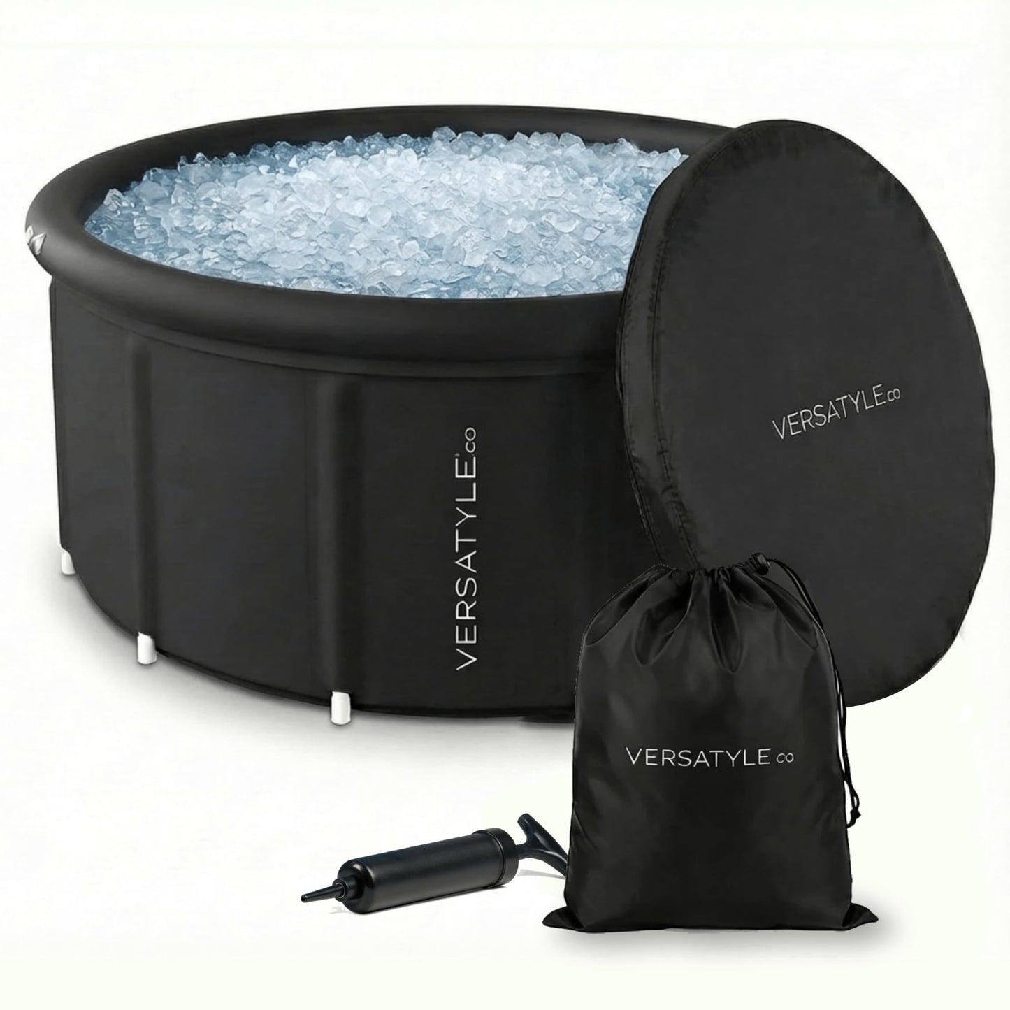 Versatyle 325-Gallon XXL Ice Bath Tub – Large Cold Plunge for Adults with Stainless Steel Frame, Insulated Walls, Cover, Pump and Carry Bag – Portable Recovery Pool – Fits Up to 4 People