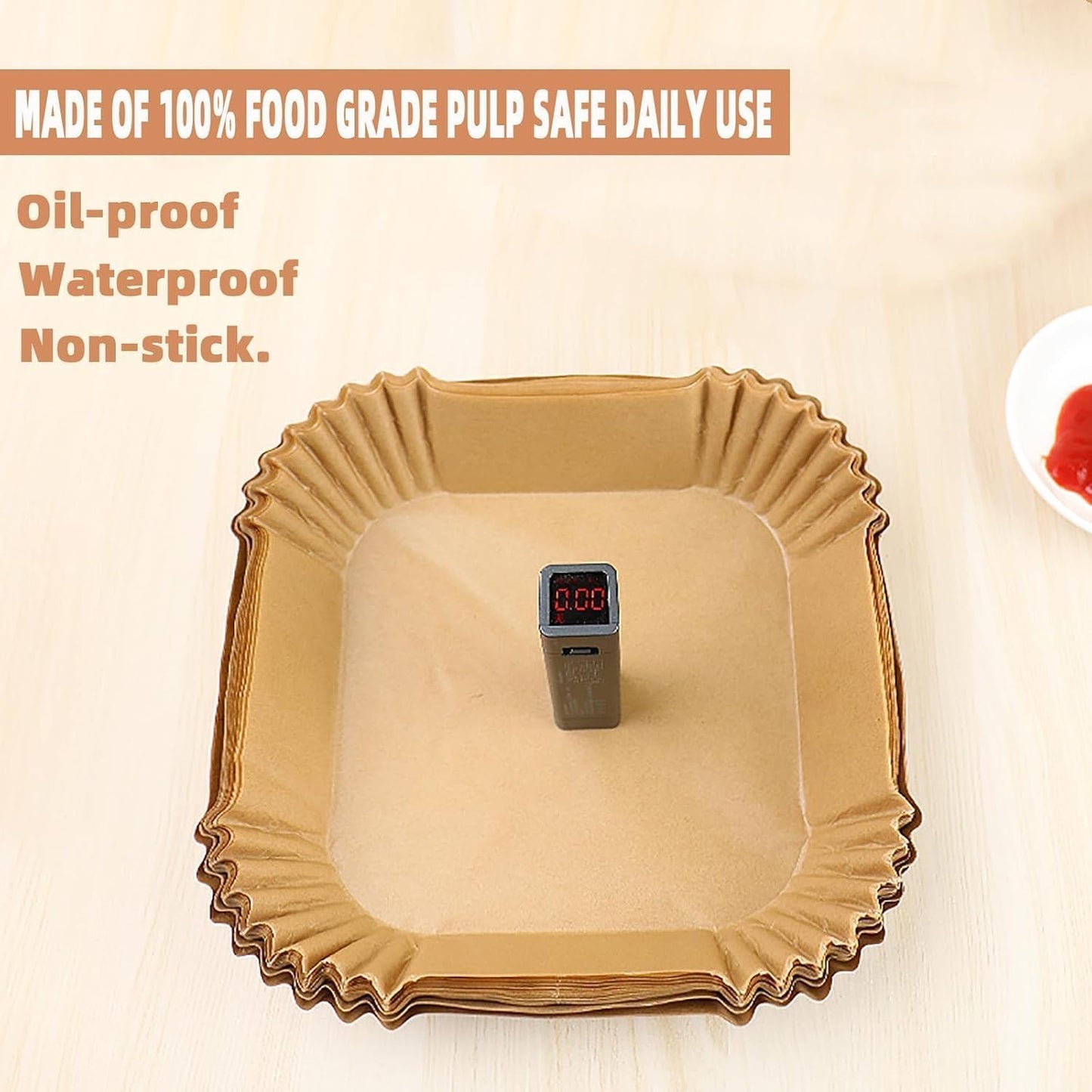 Air Fryer Liners | Non-Stick Disposable Parchment Paper for Baking & Roasting - 200 PCS 9'' Square for 5-8QT
