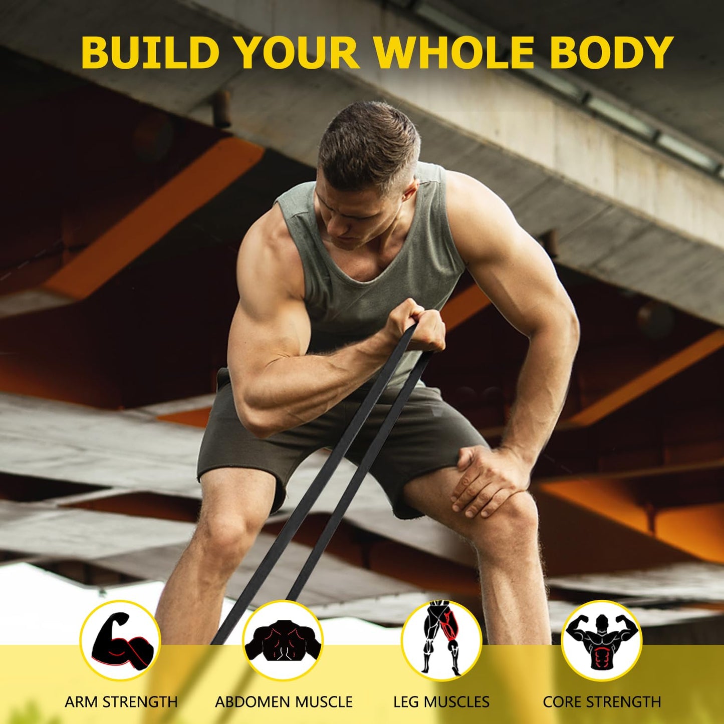 Pull Up Bands, Resistance Bands, Pull Up Assistance Band Exercise Bands for Men & Women Working Out, Body Stretching, Physical Therapy, Muscle Training - Black