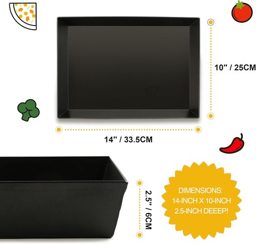 Blue Steel Detroit Pizza Pan - Non-Stick & BPA-Free | Heat-Resistant Up to 800°F - 14x10 Deep Dish Pan