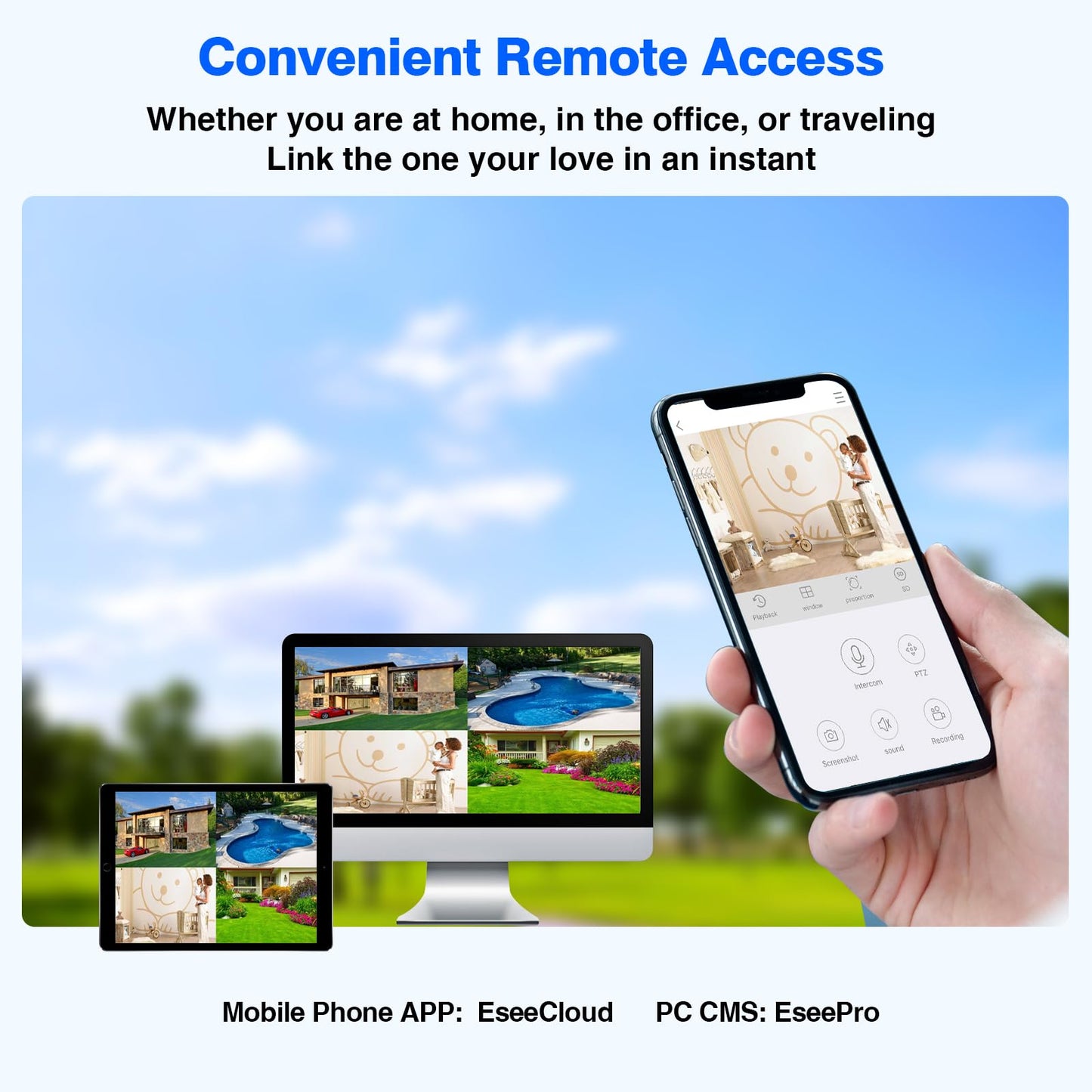 Wireless Security Camera System with 12" Monitor, Human Detection, Floodlight, Siren Alarm, 2-Way Audio, 4PCS 5MP Camera, Expandable 16CH NVR, Home Business Surveillance, 3TB HDD
