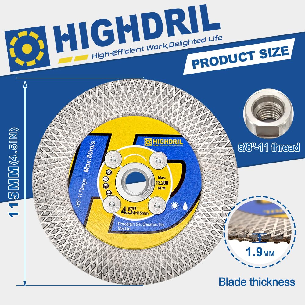 HIGHDRIL Diamond Hole Saw Kit - 6/6/8/20/25/35/50/75/100mm Drill Bits and HIGHDRIL Diamond Tile Saw Blade