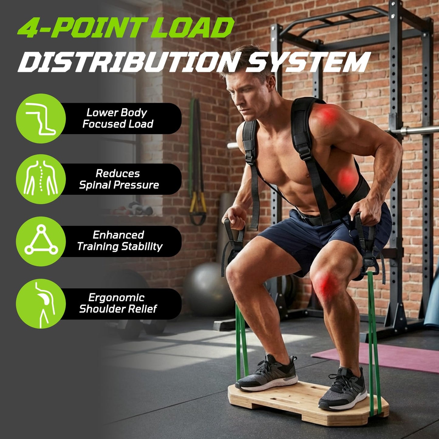 Belt Squat Harness Vest for Resistance Bands, Adjustable Squat Vest with Padded Shoulder Support,Lower Body Leg Day Equipment for Glutes & Quads，Home Gym Training