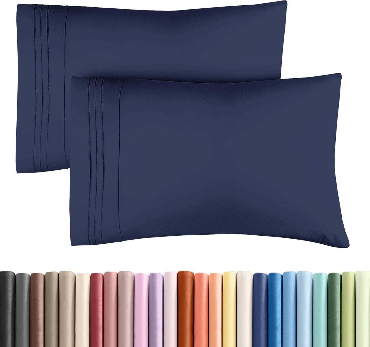 Queen Pillow Cases by [Brand Name] - Ultra Soft Hotel Quality Covers | Wrinkle-Free & Fade Resistant - Navy Blue, Set of 2