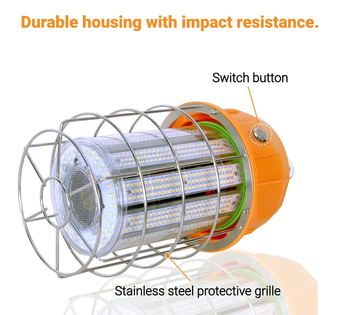 LED Temporary Work Light 300W Portable Hanging Work Construction Light,5000K 42,000 Lm with ON/Off Switch & Hook,for Job Site Lighting, Plug and Play