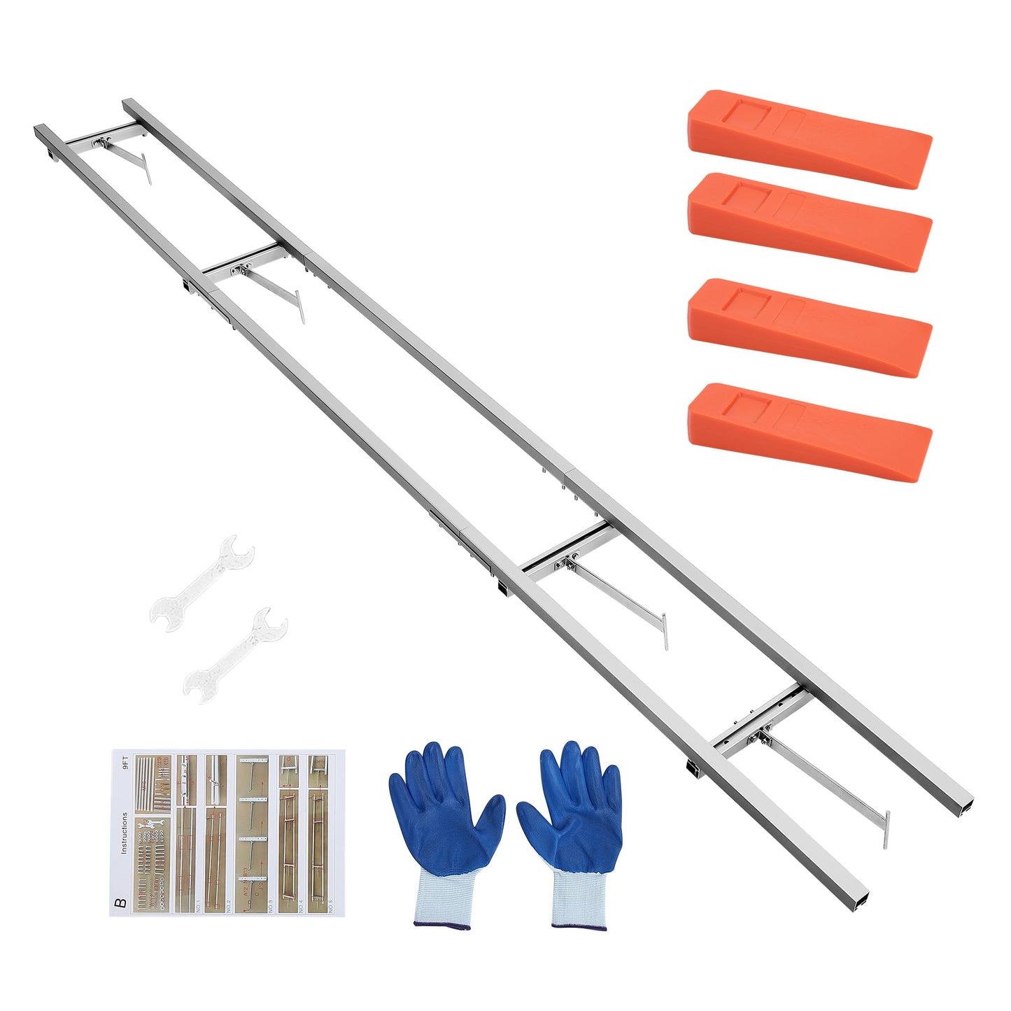 Hipicute Portable Chainsaw Mill 12FT Rail Mill Guide System, Work with Chainsaw Mill, Aluminum Adjustable Saw Milling Rails System with 4 Tree Felling Wedges