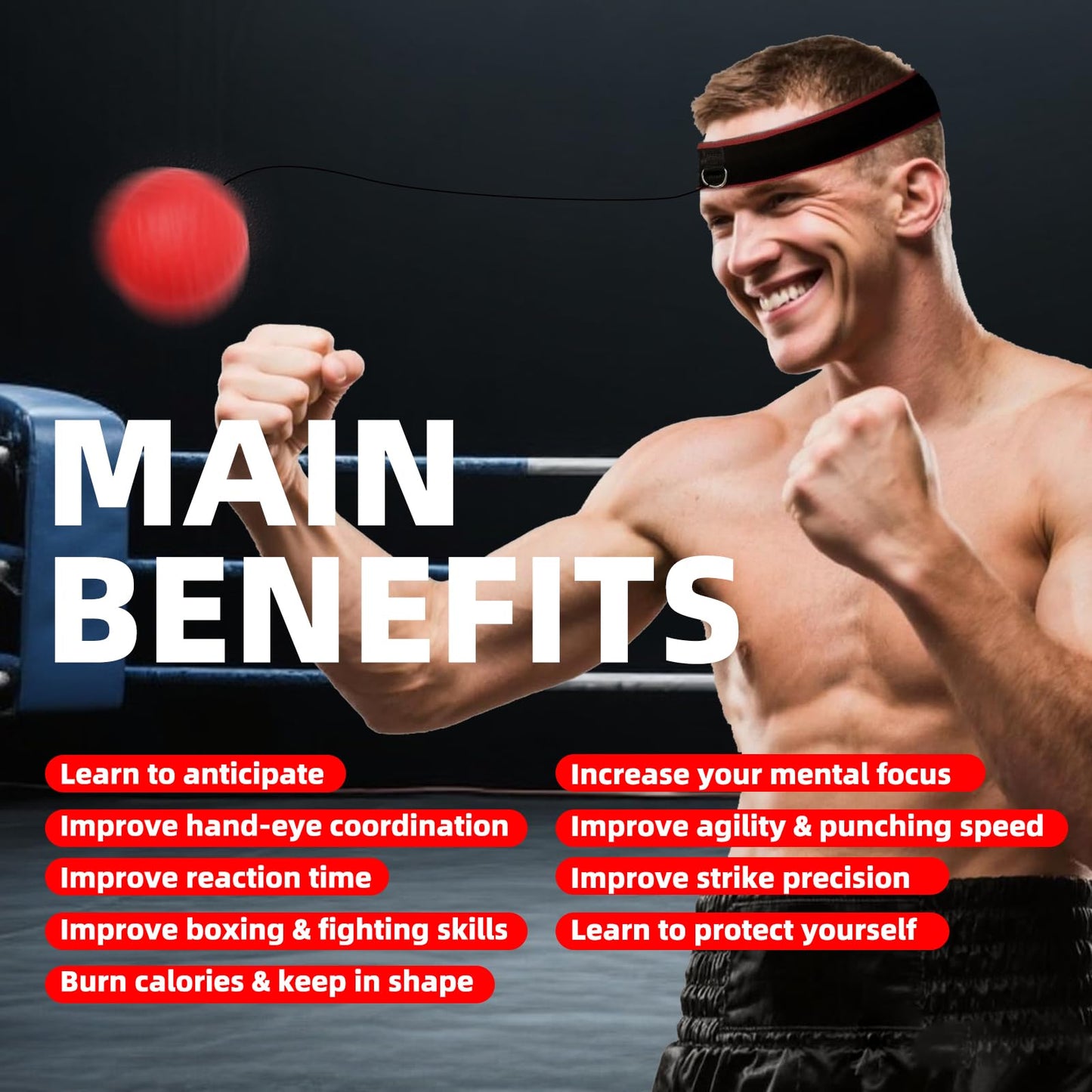 SWARDROOF Boxing Reflex Ball Headband Set - 4-Pack Reflex Balls with 2 Adjustable Headbands for Boxing & MMA, Perfect for Improving Reaction Speed, Timing, Accuracy, Focus and Hand-Eye Coordination