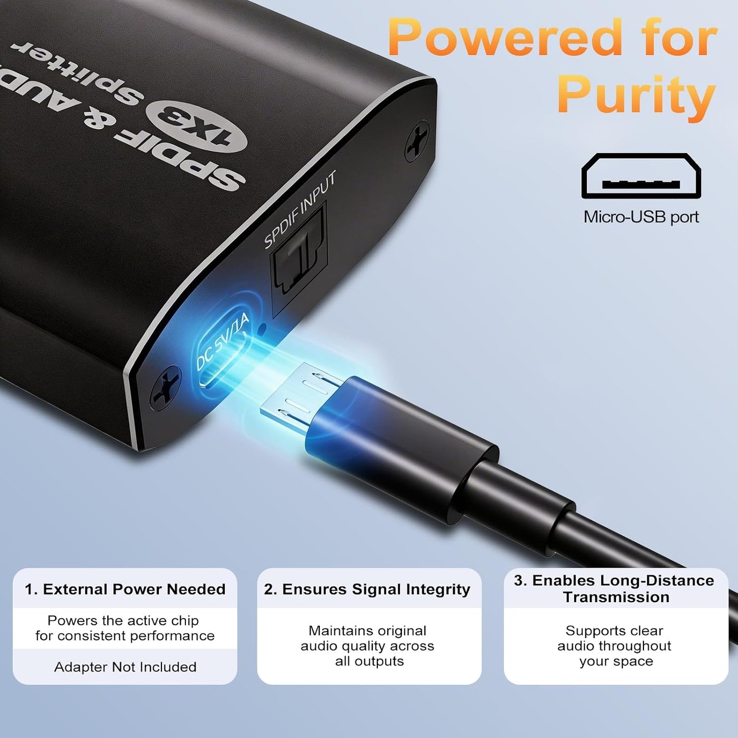 1x3, 1 3 Dolby 5.1 LPCM 2.0, PS5, Optical Audio Splitter Toslink Digital SPDIF Splitter in Out Supports Digital DTS