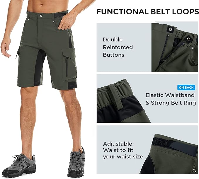 XKTTAC Men's Outdoor Quick Dry Lightweight Stretchy Shorts for Hiking, Tactical, Camping, Travel with 6 Pockets