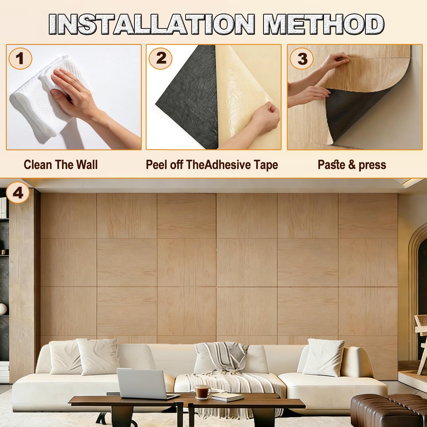 HEROADNCKFOAM 20 Piece Peel and Stick Wall Panels,Sound Proof Foam Panels for Walls Wood Grain Finish Can Replace Slate & Plank for Home Studio &Studio Recording Wall Decor (34.64 X 26.77 X 0.19 in)
