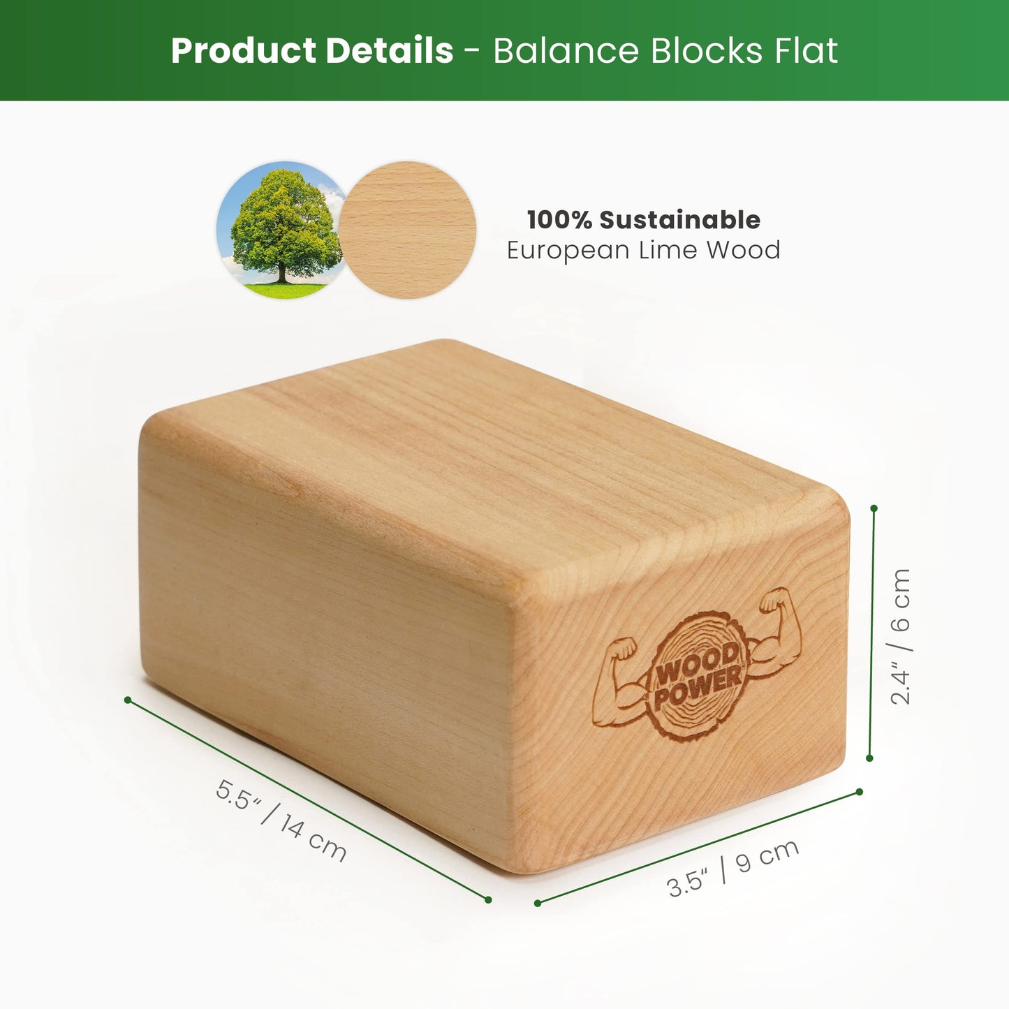 WOODPOWER BalanceBlocks - Handstand Blocks & Yoga Block in One - Bodyweight Training, Gymnastics, Acrobatics, Yoga, Yoga prop and accessory, Lightweight, Good for Travel, Premium European Quality (Pack of 2) (Classic, Flat)