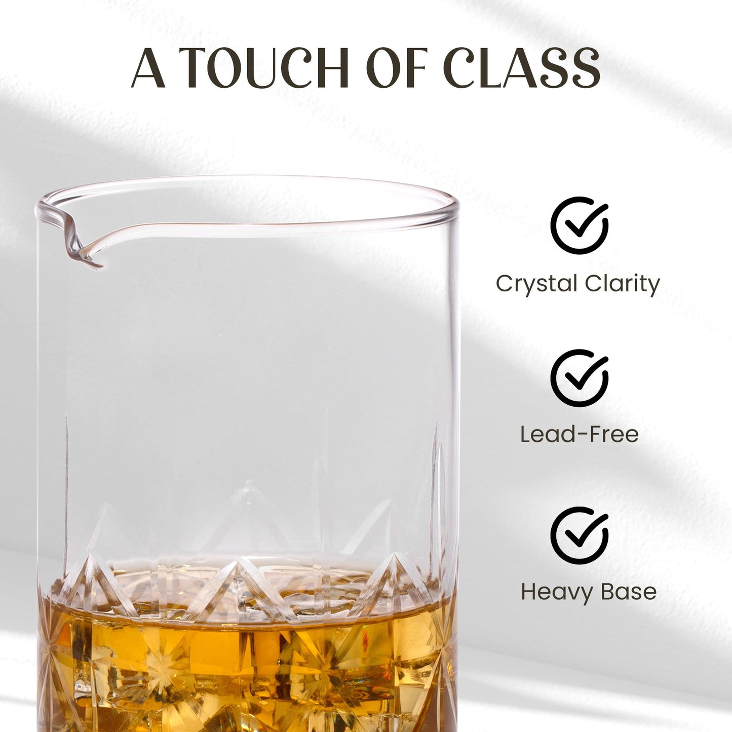 Mixology & Craft Commercial Grade Bar Mixing Glass – Includes 24oz Crystal Stirring Glass, Japanese Jigger, Bar Spoon, Muddler, and Hawthorne Strainer for Crafting Old Fashioned Cocktails at Home Bars
