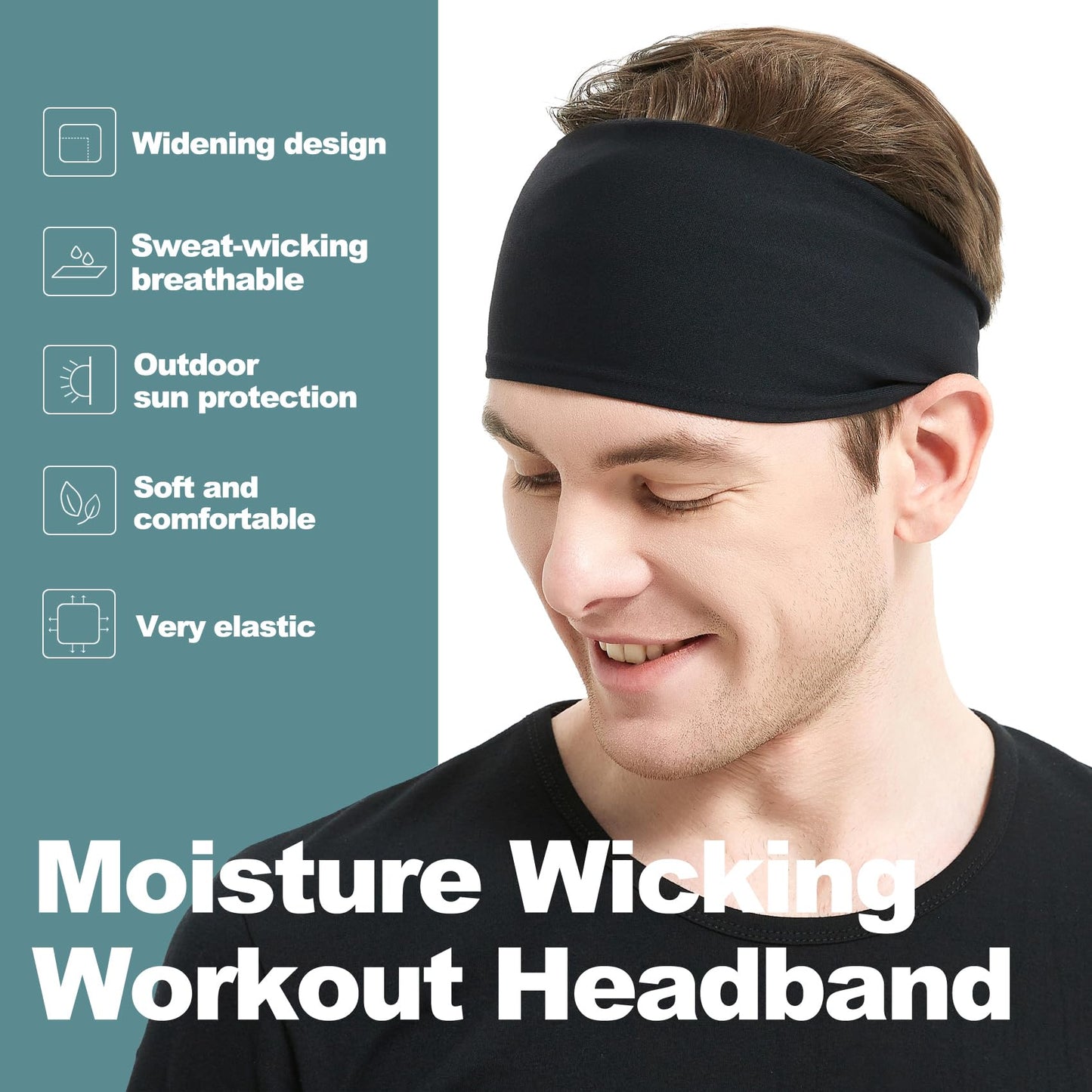 MARKEEP Running Headbands for Men (4 or 6 Pack), Mens Stretchy Headband for Football,Cycling,Basketball,Yoga,Fitness Workout Unisex Quick-Dry Sweatband