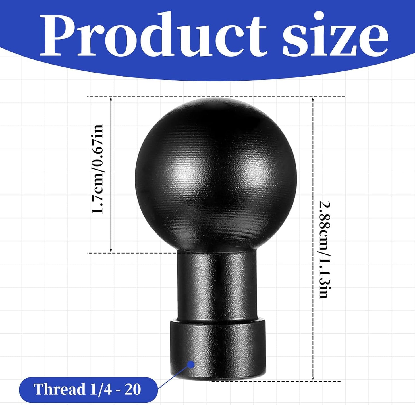 Vin Beauty 17mm 1/4"-20 Ball Head Mount Aluminum Screw Male/Female Adapter for Action Camera Phone Helmet Stand GPS