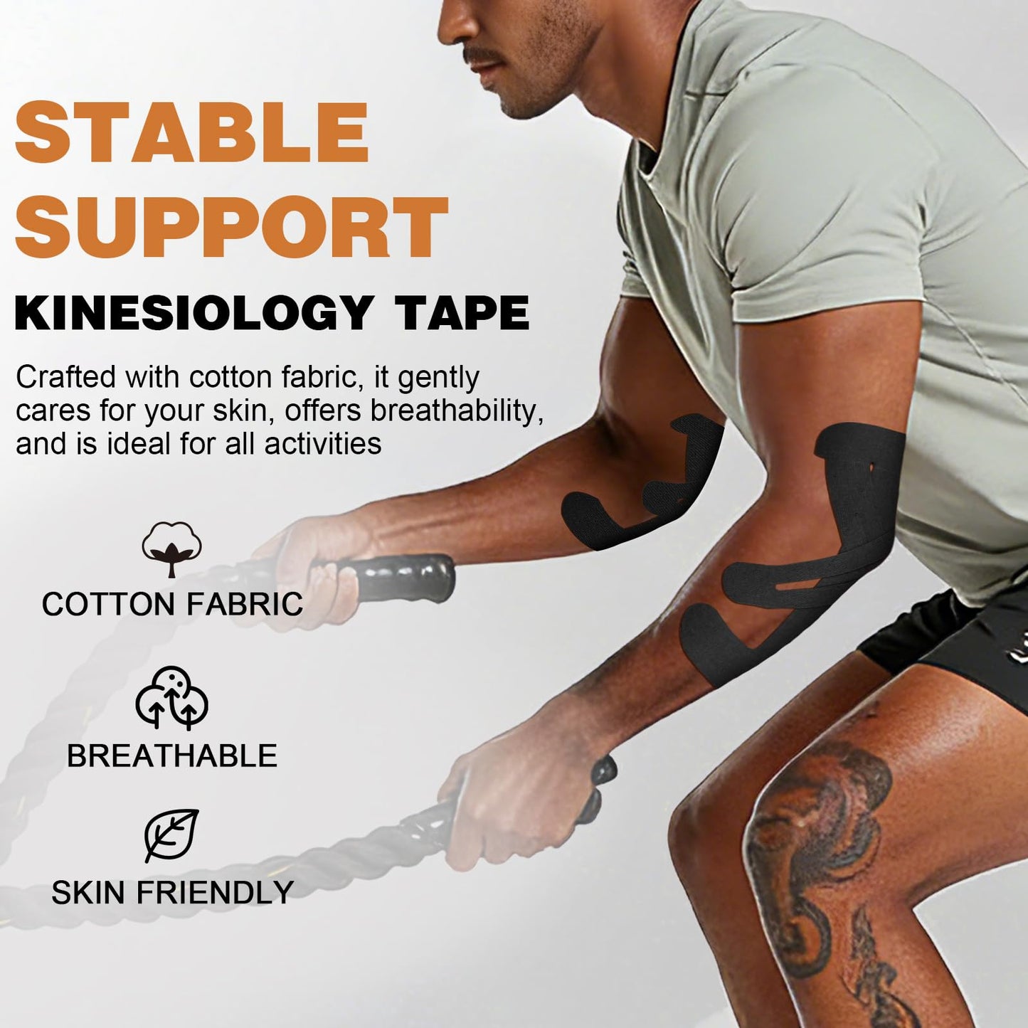 TEAWOO Precut Kinesiology Tape for Elbow, 24Pcs, Waterproof Breathable Athletic Tape, Enhanced Adhesion & Elasticity, Elbow Pain Relief Support for Sports & Daily Use