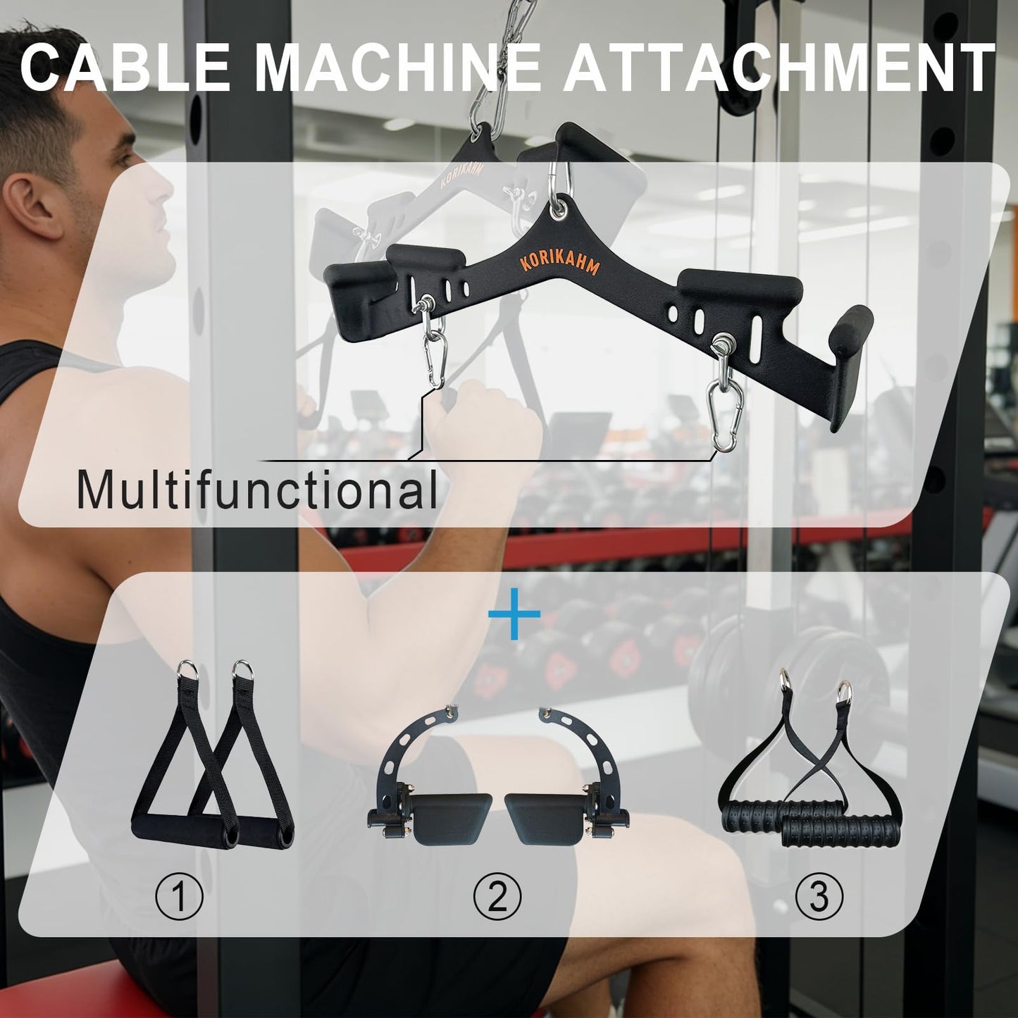 KORIKAHM Multi-Grip LAT Pulldown Attachments, LAT Pull Down Bar, Cable Machine Attachment for Back Muscles Training, Tricep Strength Training Bars Gym Handles for Home Gym Fitness (KOR04)
