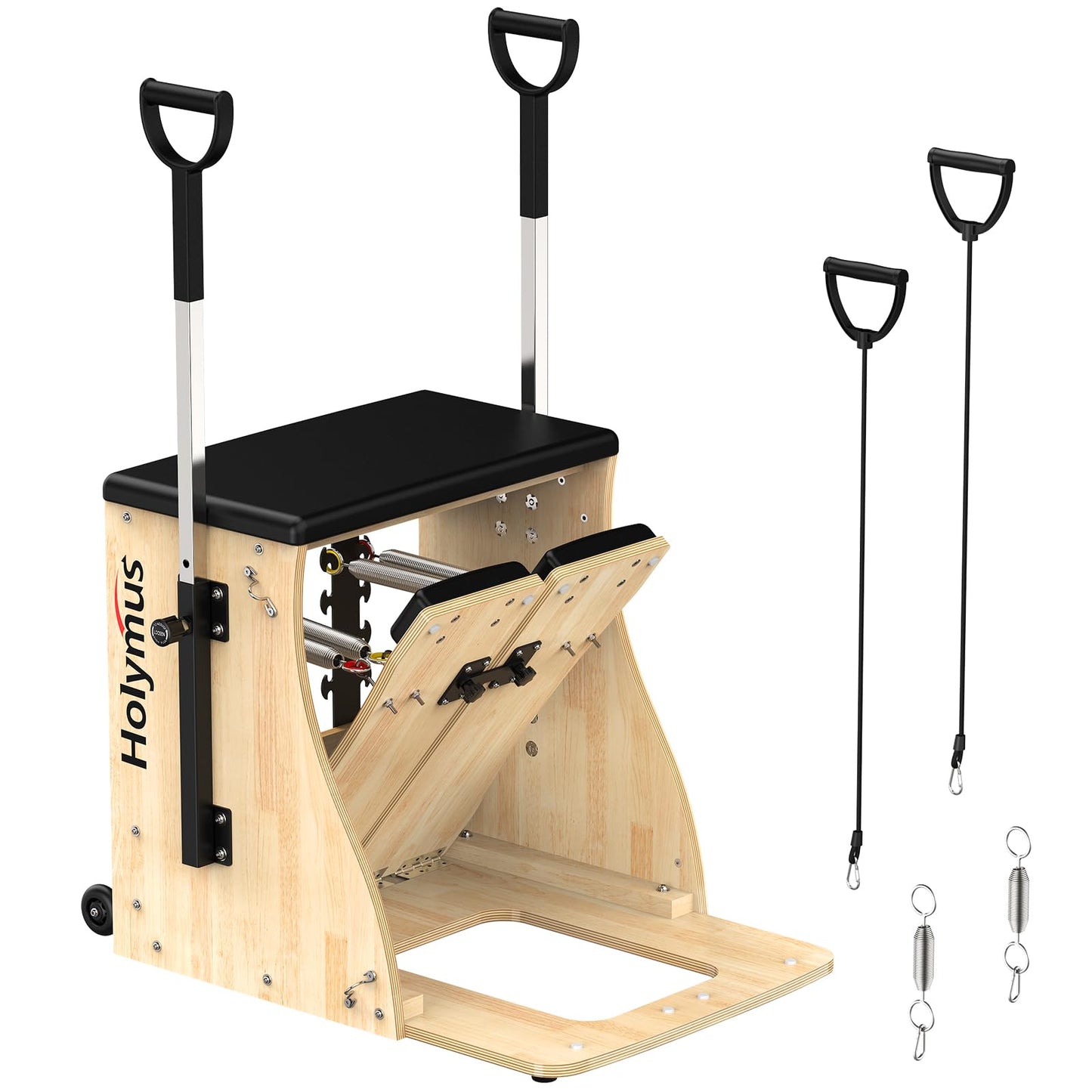 Holymuss Pilates Chair with Handles, Upgrade Split Pedals & Resistance Bands - Professional Adjustable Fitness Chair for Home, Studio & Gym Use - Customizable Resistance Levels