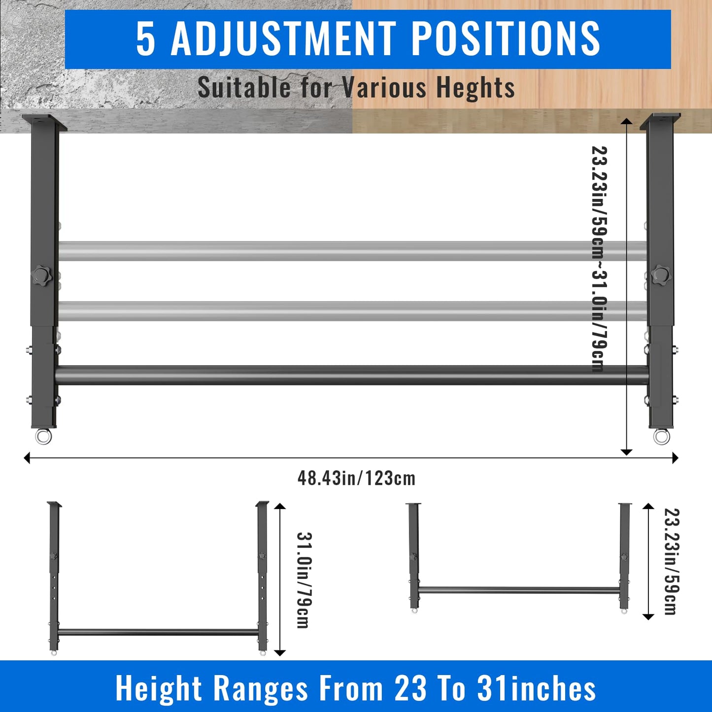 48'' Ceiling Mounted Pull Up Bar, 700 LBS 5-Level Adjustable Heavy Duty Chin Up Bar for Home Gym, Garage, Basement, Ideal for Pull Ups & Body Stretching