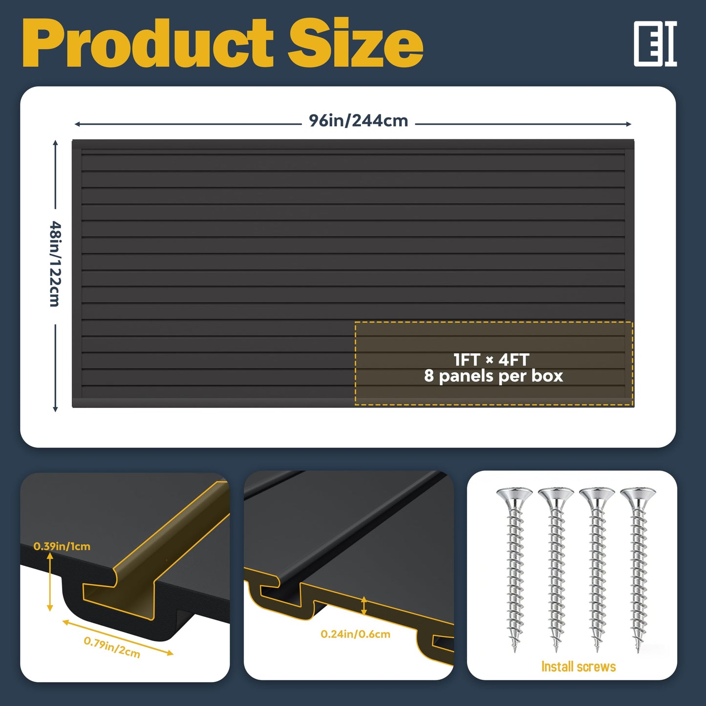 FOFARY Slat Wall Paneling 4 x 8ft, PVC Slatwall Garage Wall Organizer, Black Slatwall Panels Garage Tool Organizer Wall Mount Storage Systems
