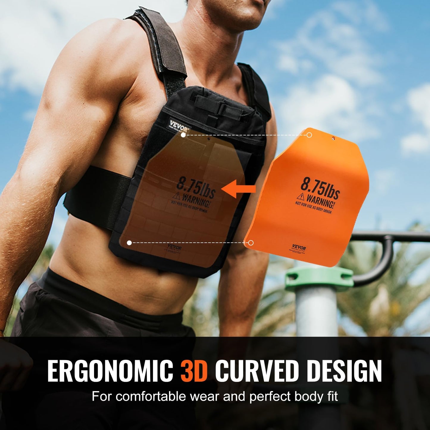VEVOR Curved Weight Vest Plates, 8.75 LB Pairs, Premium Steel Weighted plates, Contoured Ergonomic Fit – WODs, Additional Weight for Weight Vests, for Strength Training, Running, Heavy Workouts