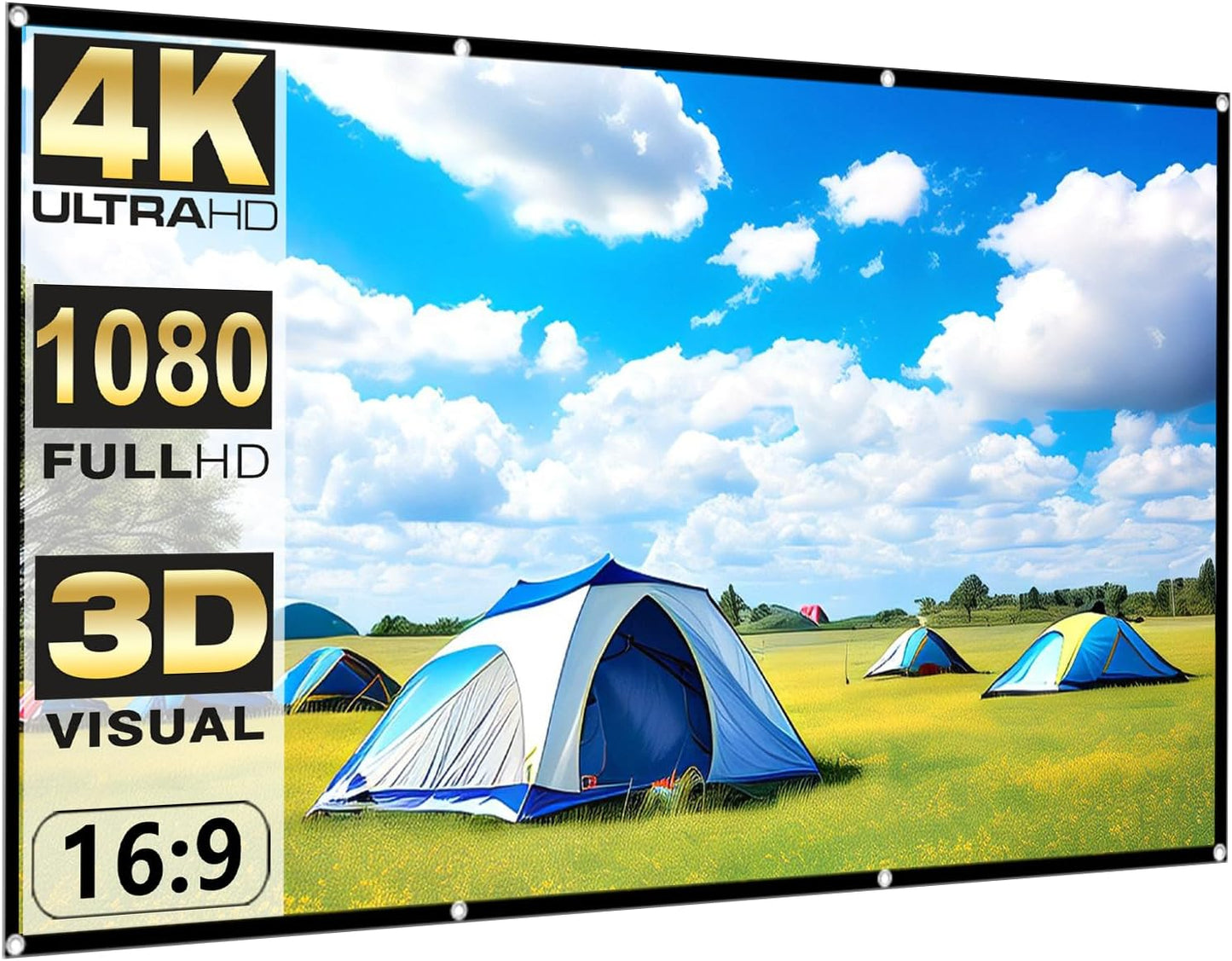 WEDIOU 120 inch: 16:9 4K Outdoor Movie Projector Screen Wrinkle-Free and Foldable Projection Screens HD for Theater.