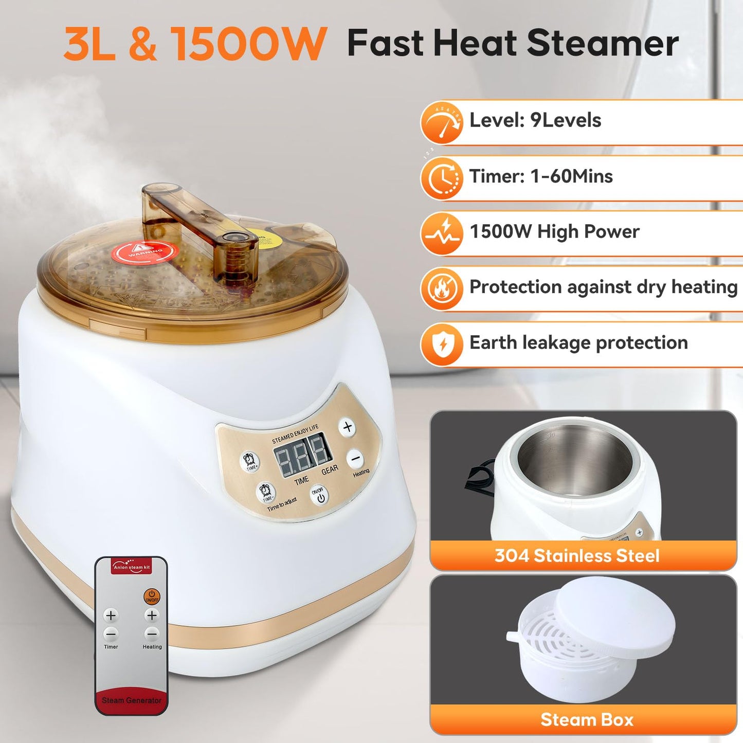 M METERXITY Portable Sauna for Home, Thickened 600D Steam Sauna Tent, Home Sauna Box with 3L 1500w Steamer, 9 Levels Heat, Folding Chair, Remote Control