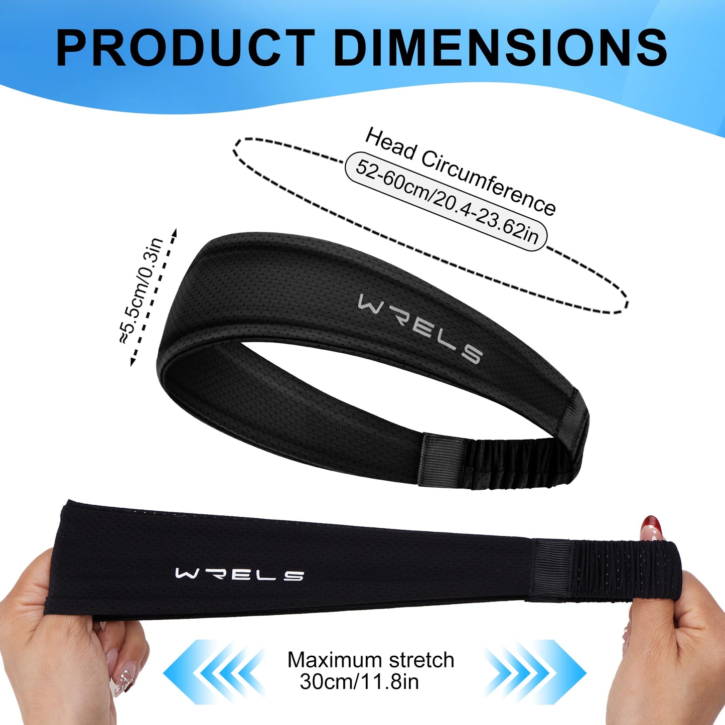 WRELS Cooling Headband Moisture Wicking Sweatband Women & Men for Outdoor Sports, Fitness, Yoga, Tennis, Fitness, Workout – 3 Pack